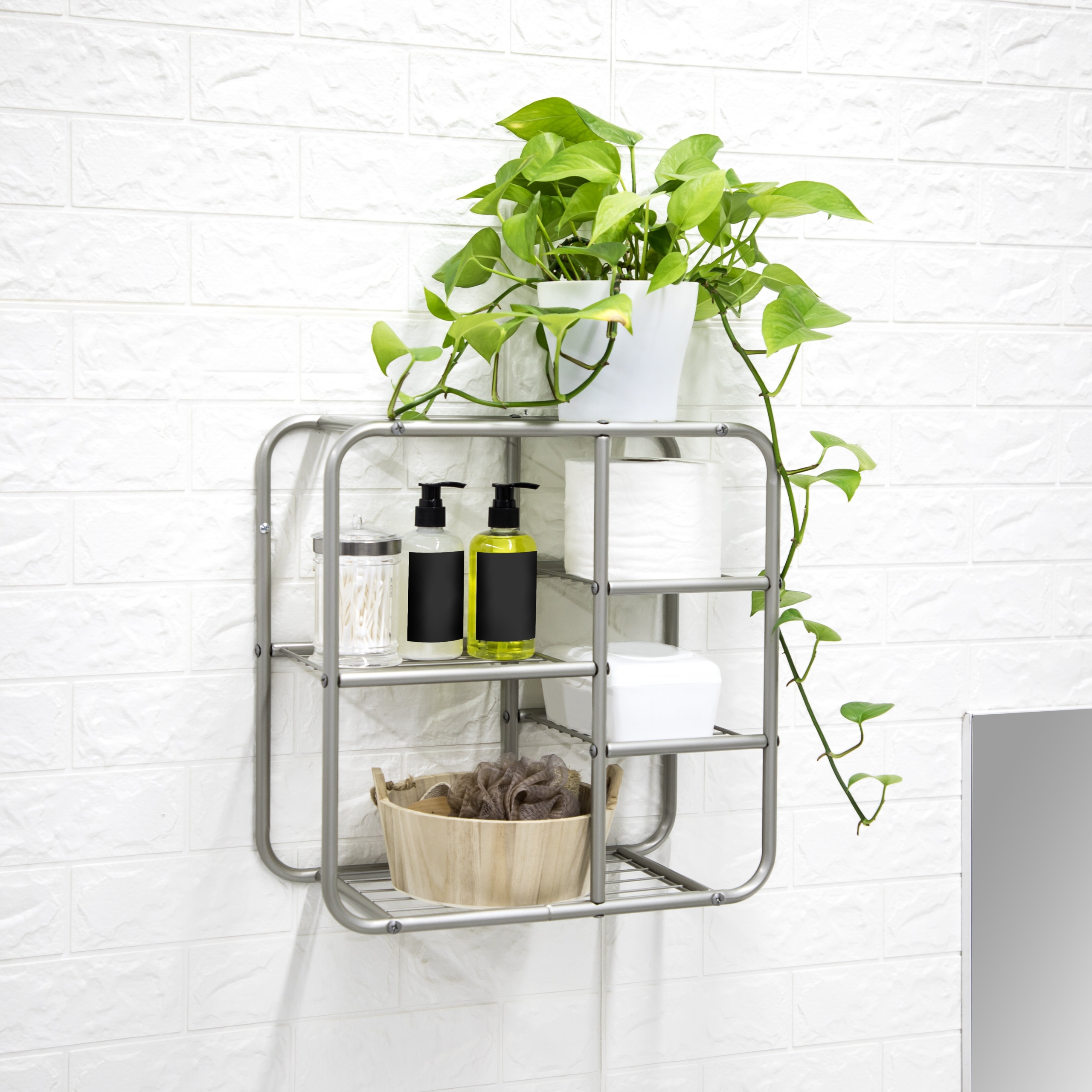 Satin Nickel Metal Wall Mounted Shelf