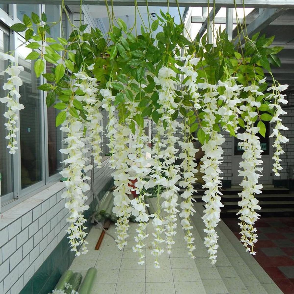Silk Hanging Wisteria Stem Artificial Flowers
