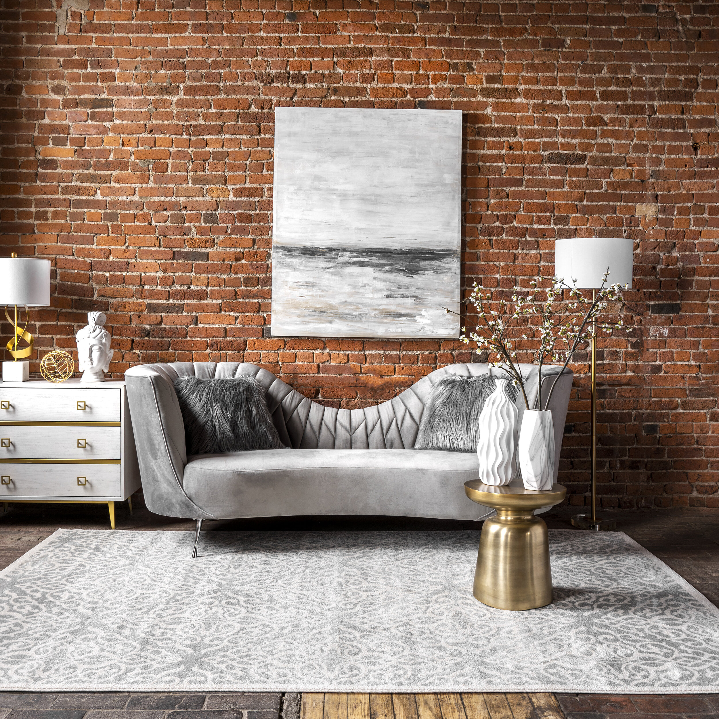 Silver Gray Polypropylene Area Rug