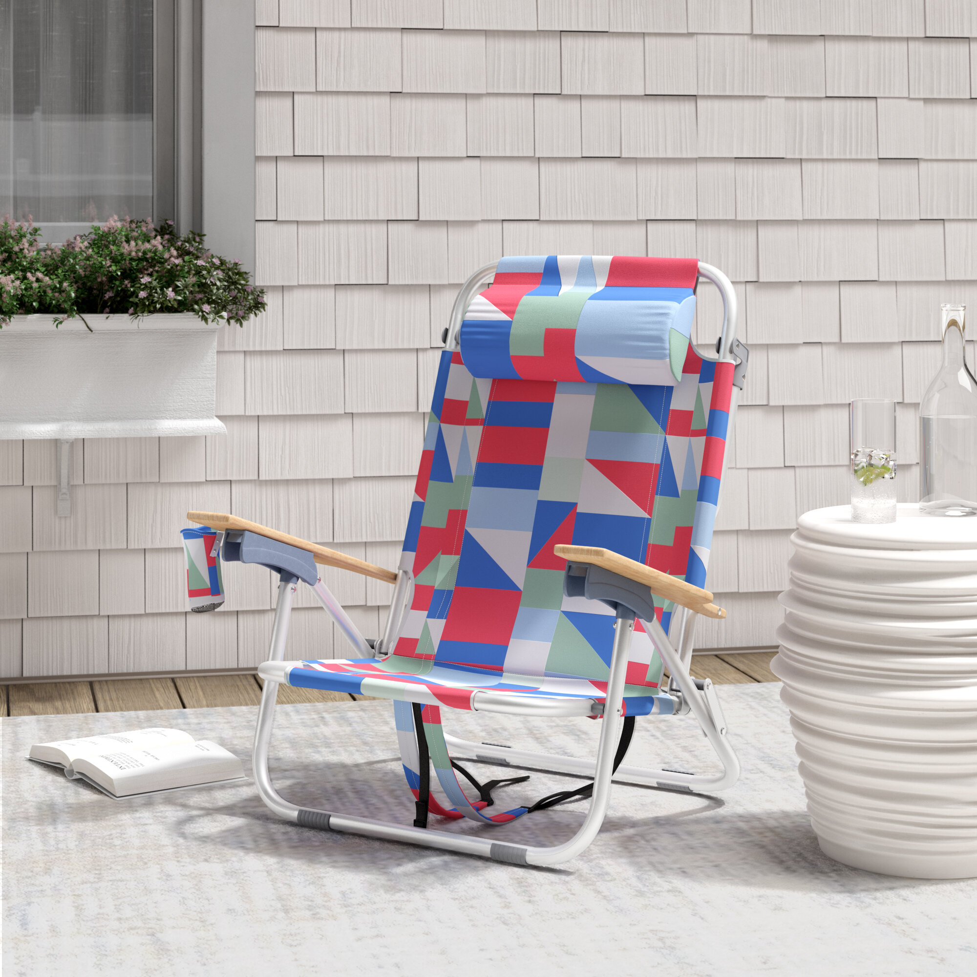 Silver Metal Classic Beach Chair With Cushion