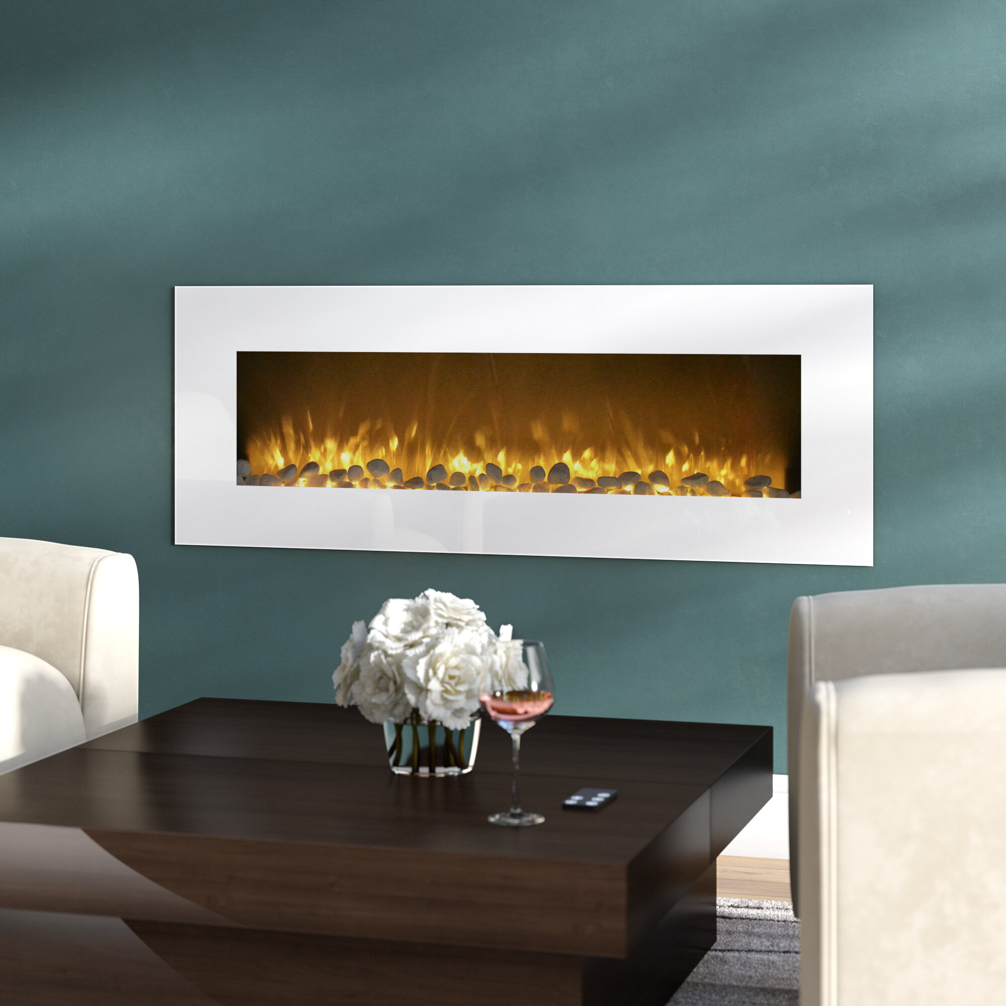Silver Wall Mounted Electric Fireplace