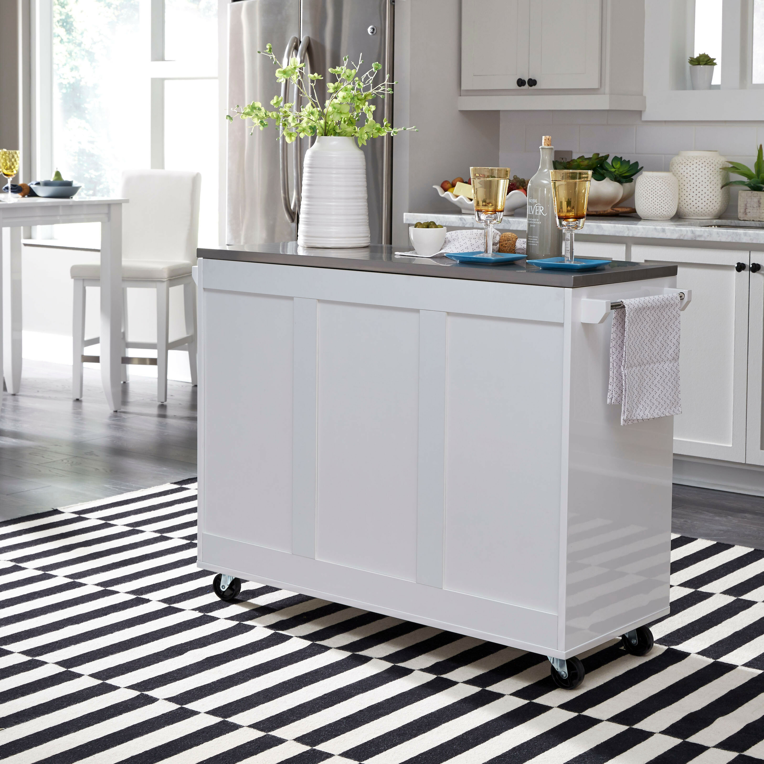 Simple Kitchen Island with Stainless Steel Top