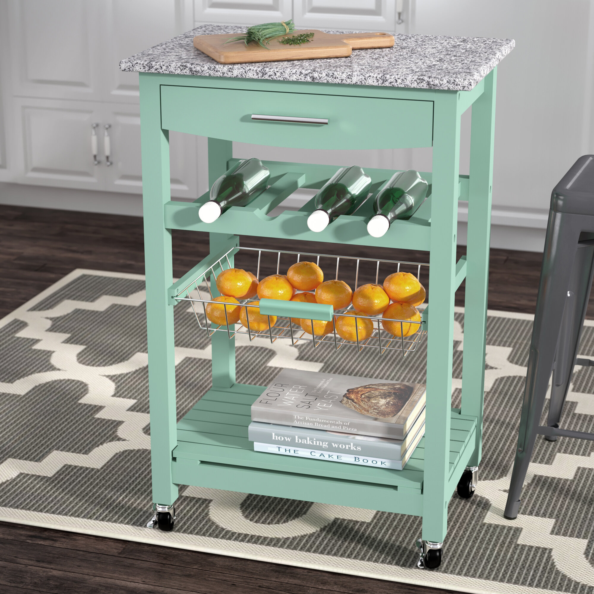 Small Kitchen Cart in Light Green