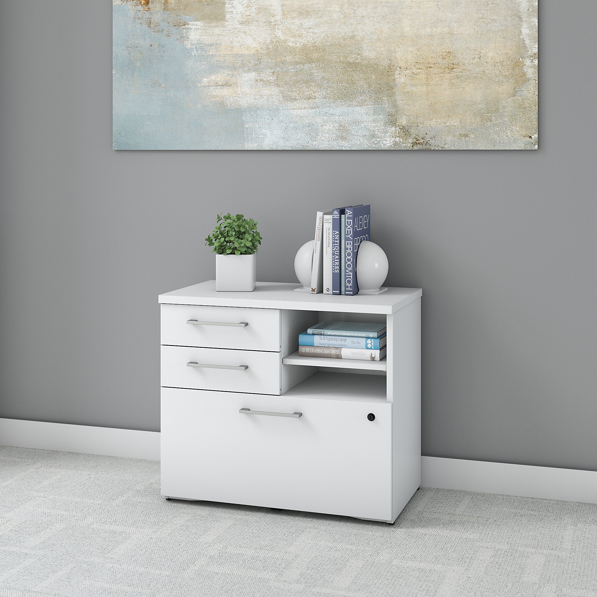 Small White 3-Drawer Lateral Filing Cabinet