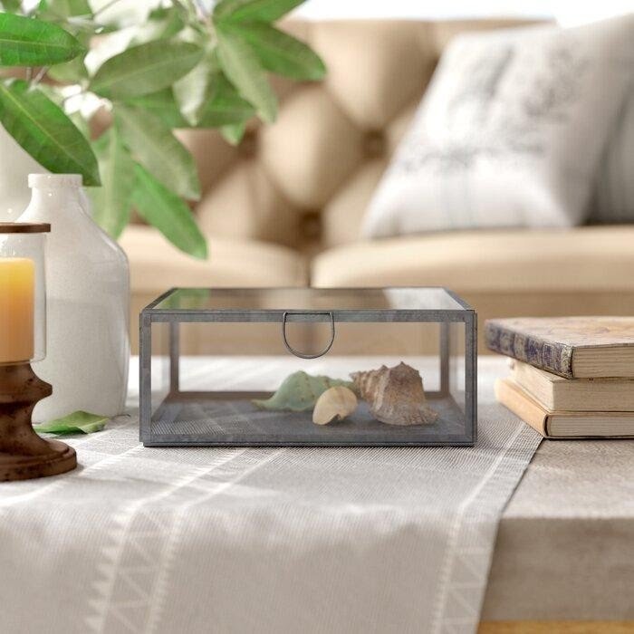 Small Zinc Metal Glass Box