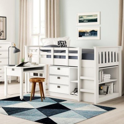 Snow White Twin Low Loft Captain's Bed