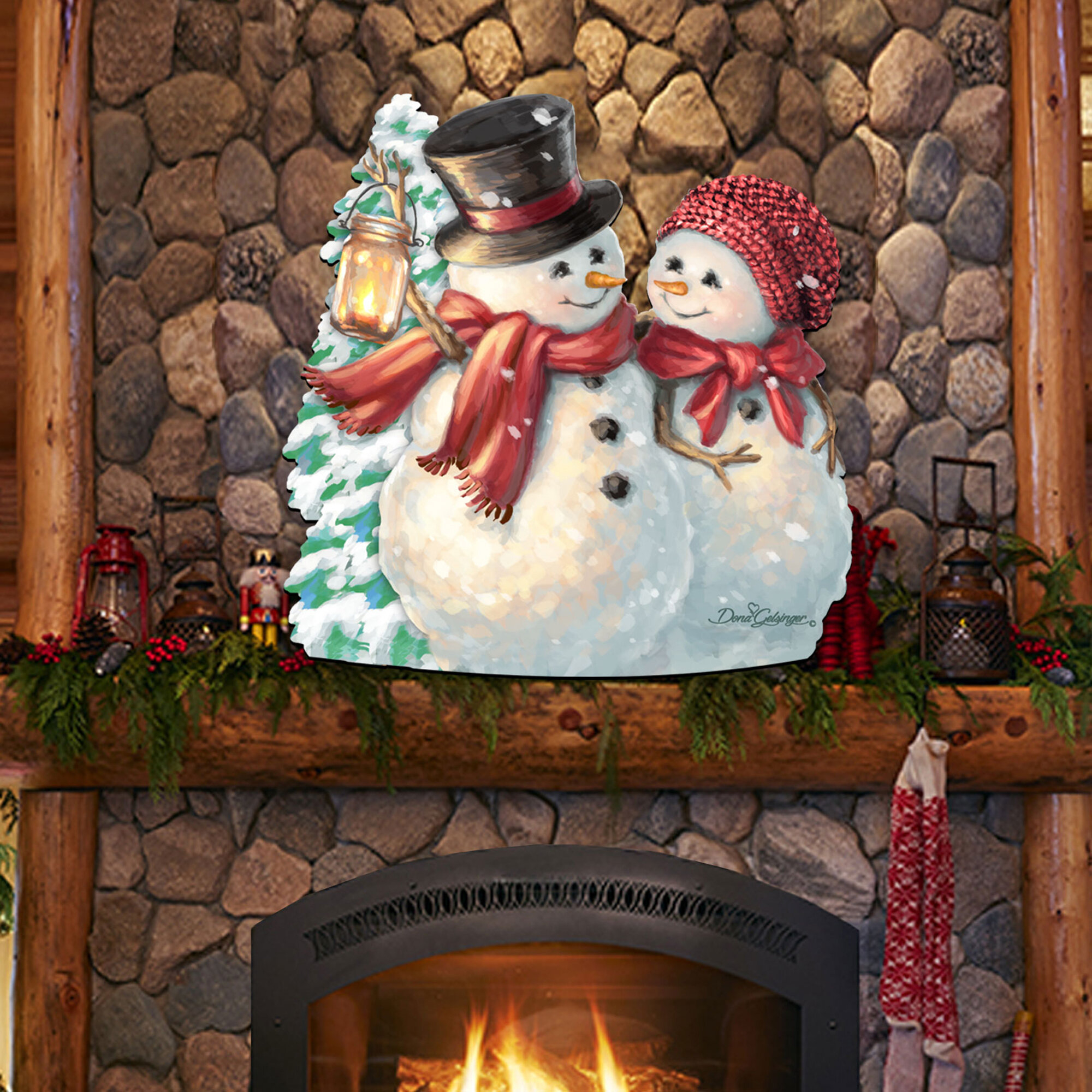 Snowman and Christmas Tree Indoor and Outdoor Lawn Art