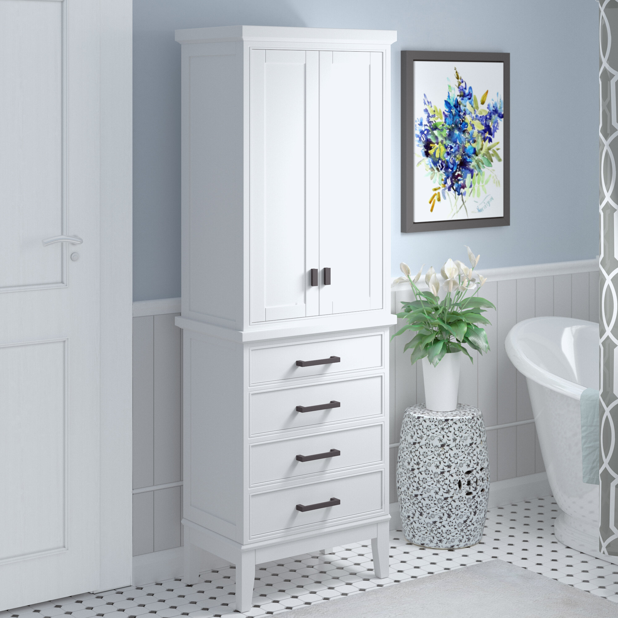 Solid Manufactured Wood Free Standing Storage Tower