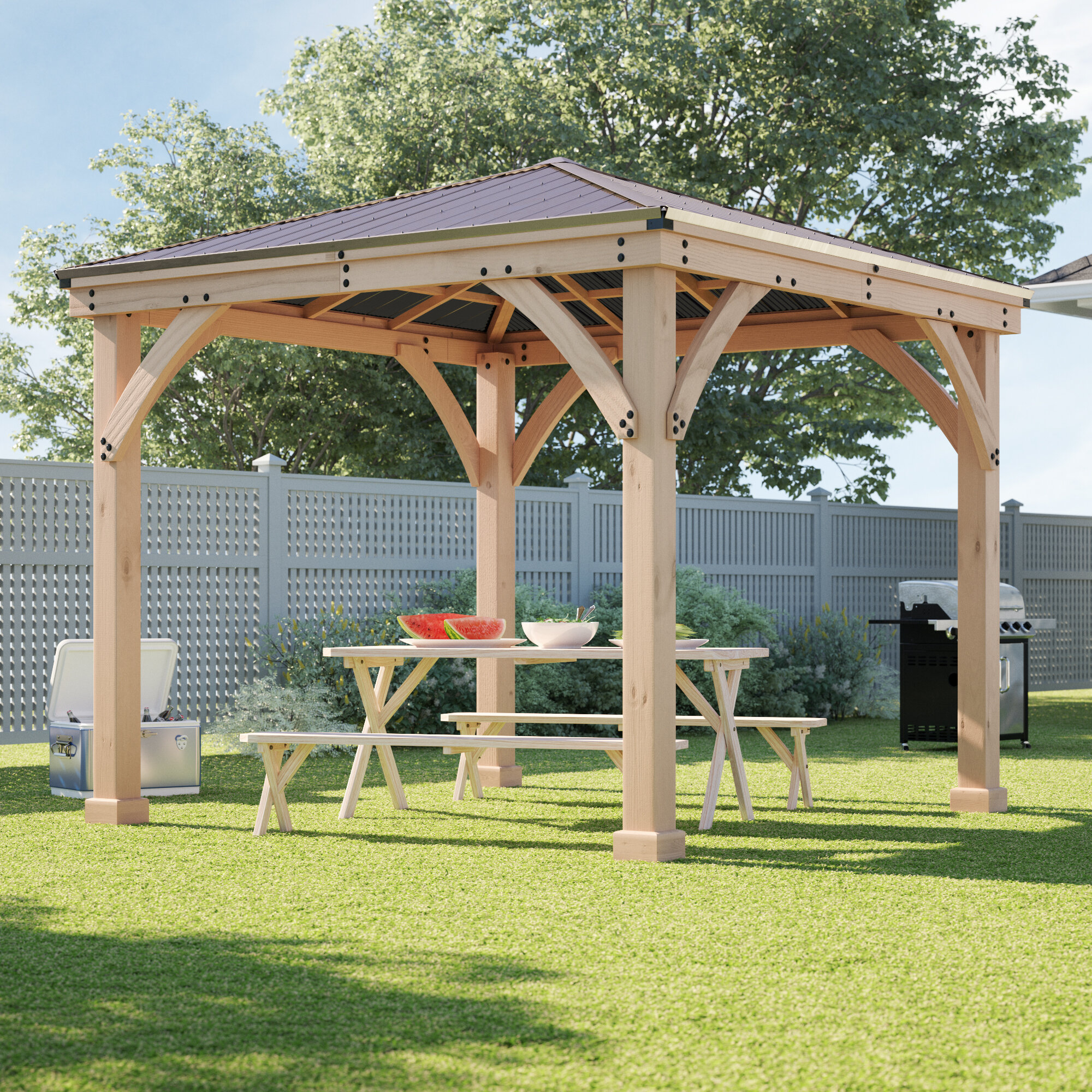 Solid Wood Aluminum Patio Gazebo