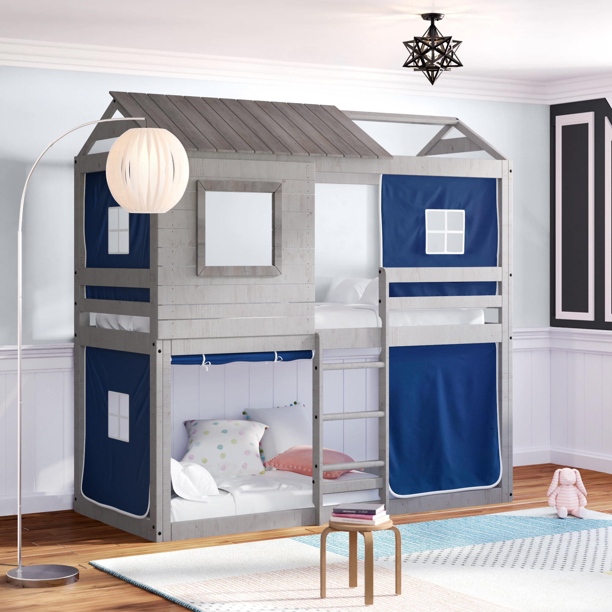Solid Wood Cabin Twin Bunk Bed