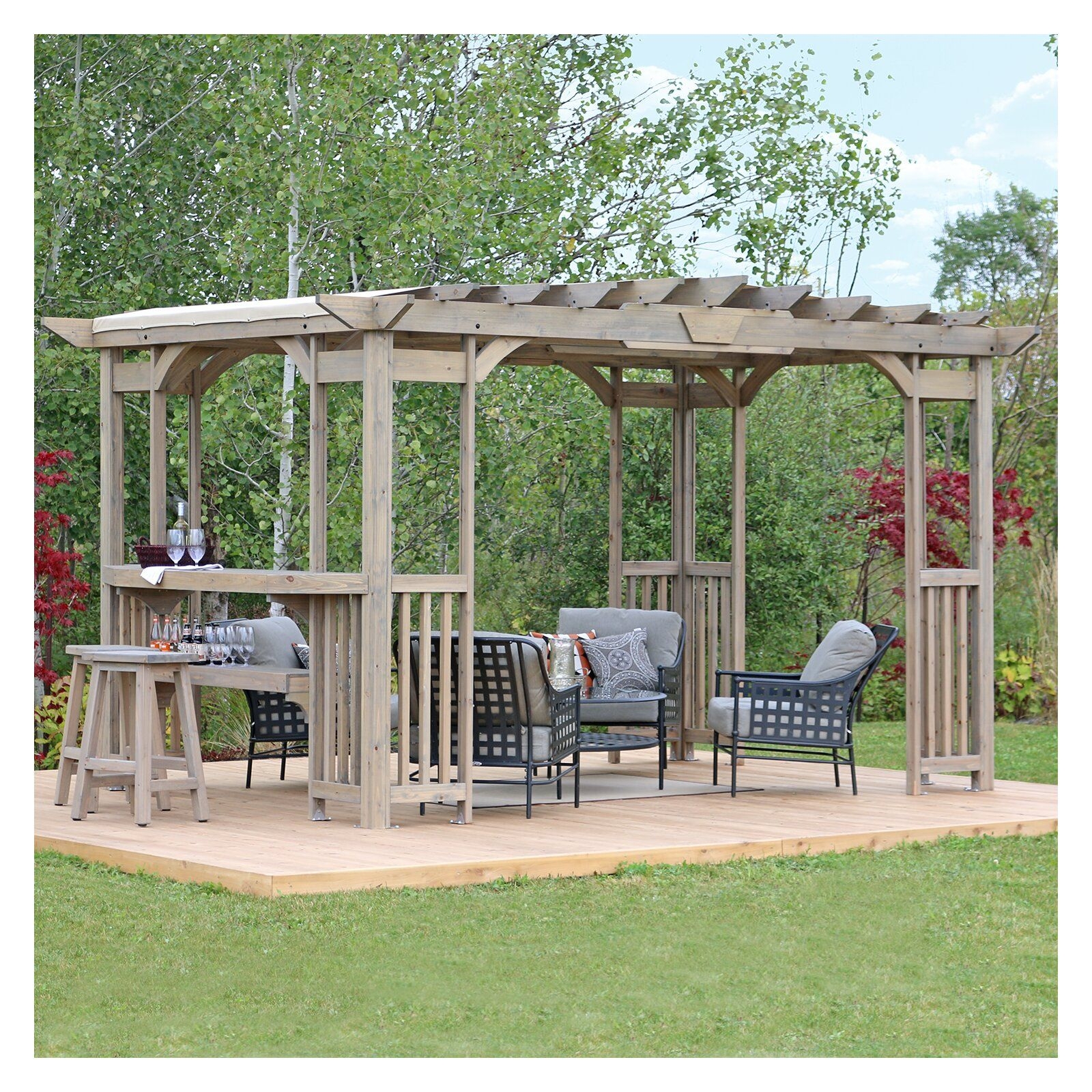 Solid Wood Pergola in Grey