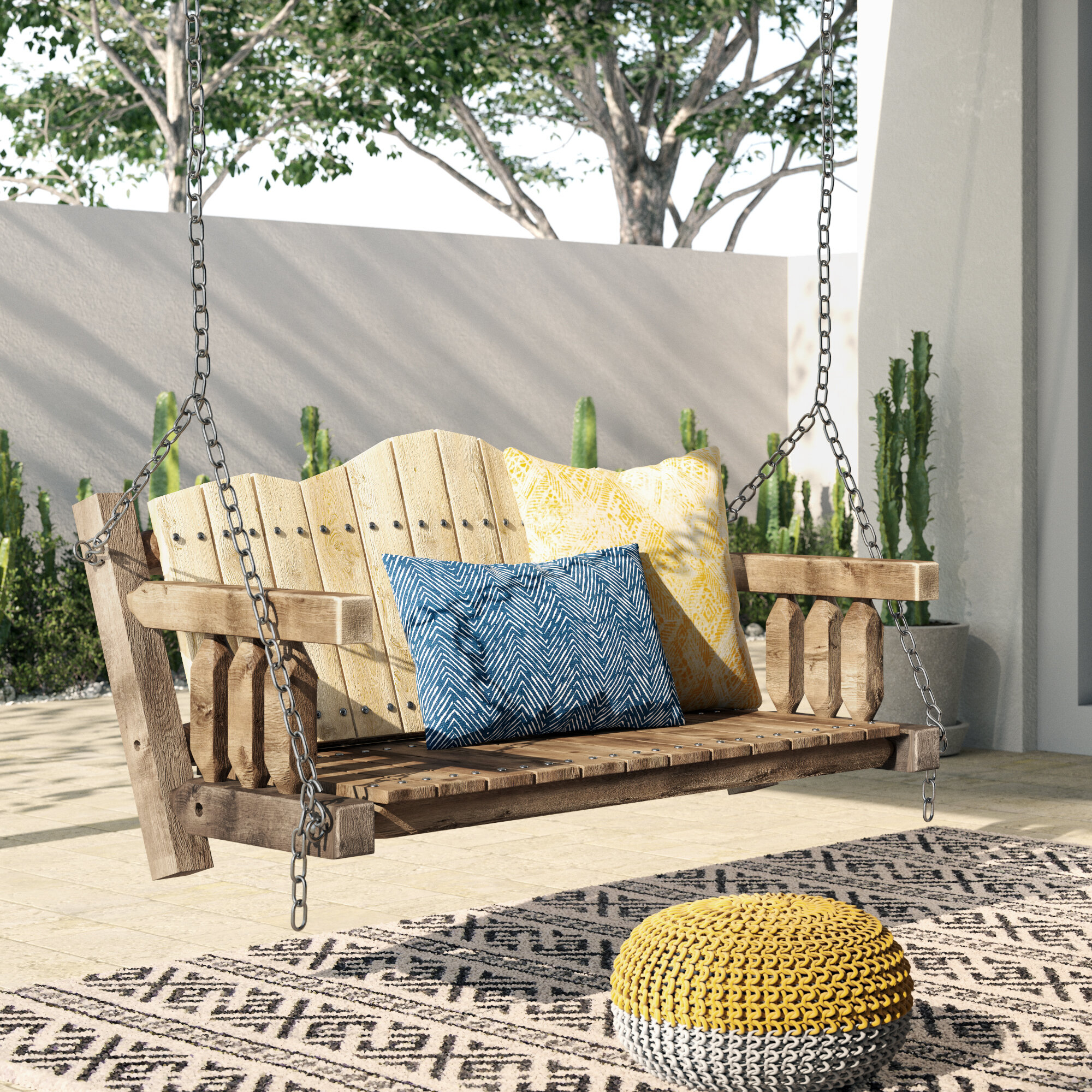 Solid Wood Rustic Porch Swing