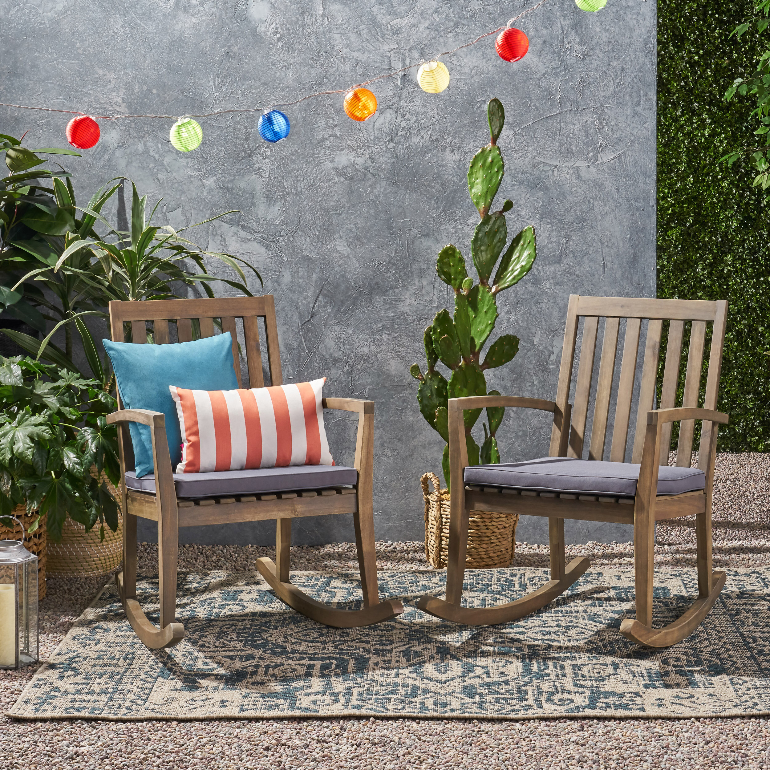 Solid Wood Wicker Counter Stool With Cushion