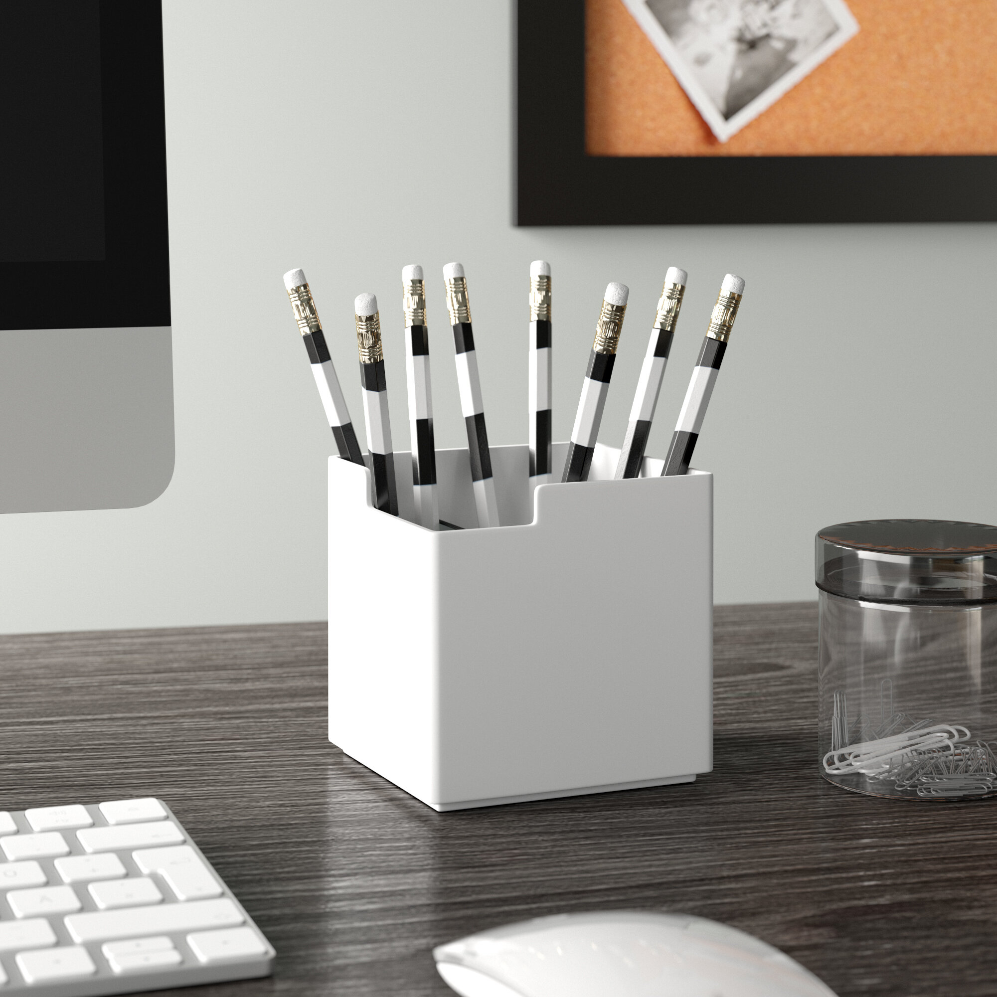Square Cup for Pen in White