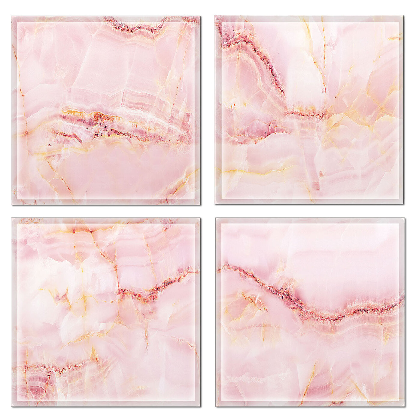 Square Pink Glass Accent Tile