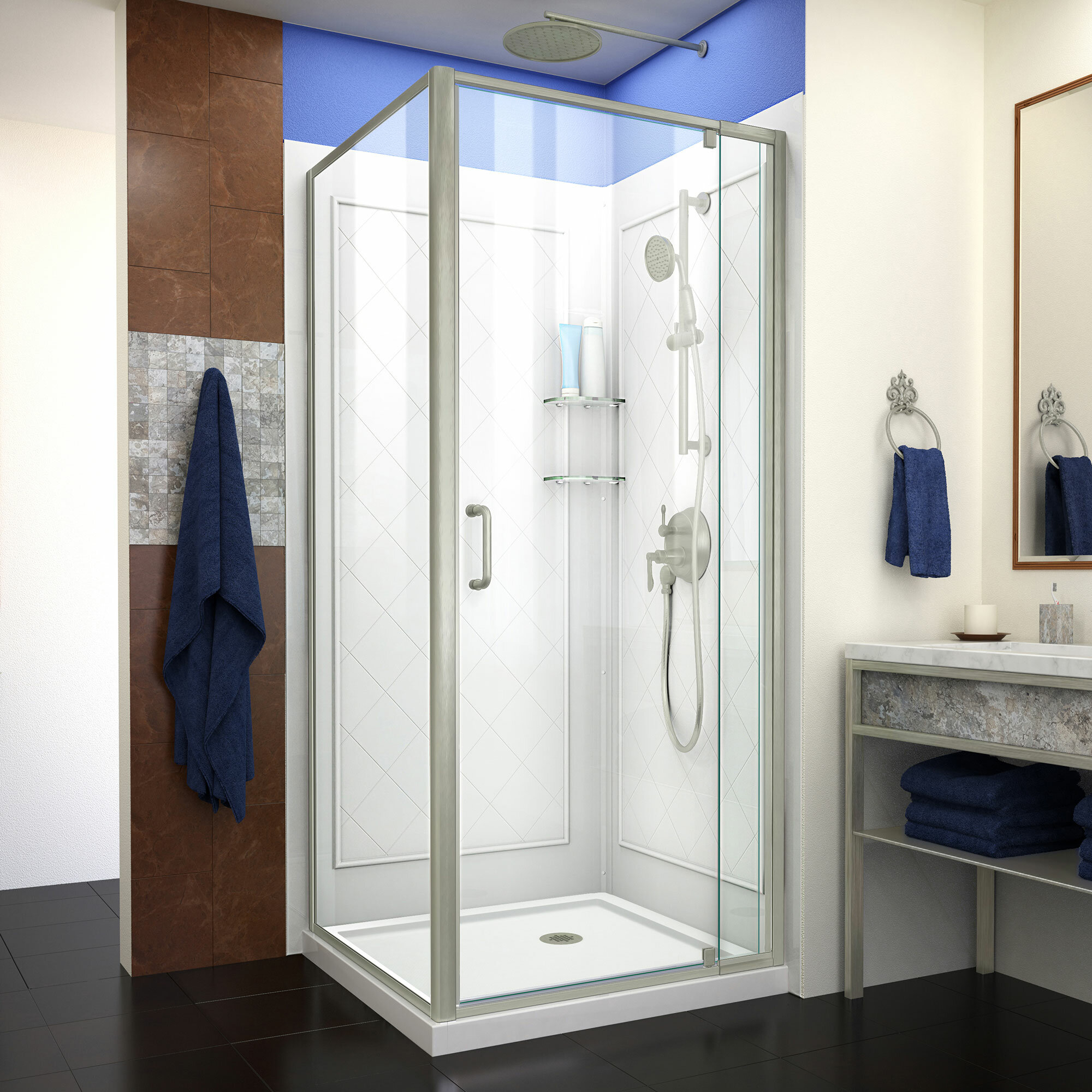 Square Pivot Shower Enclosure With Base Included
