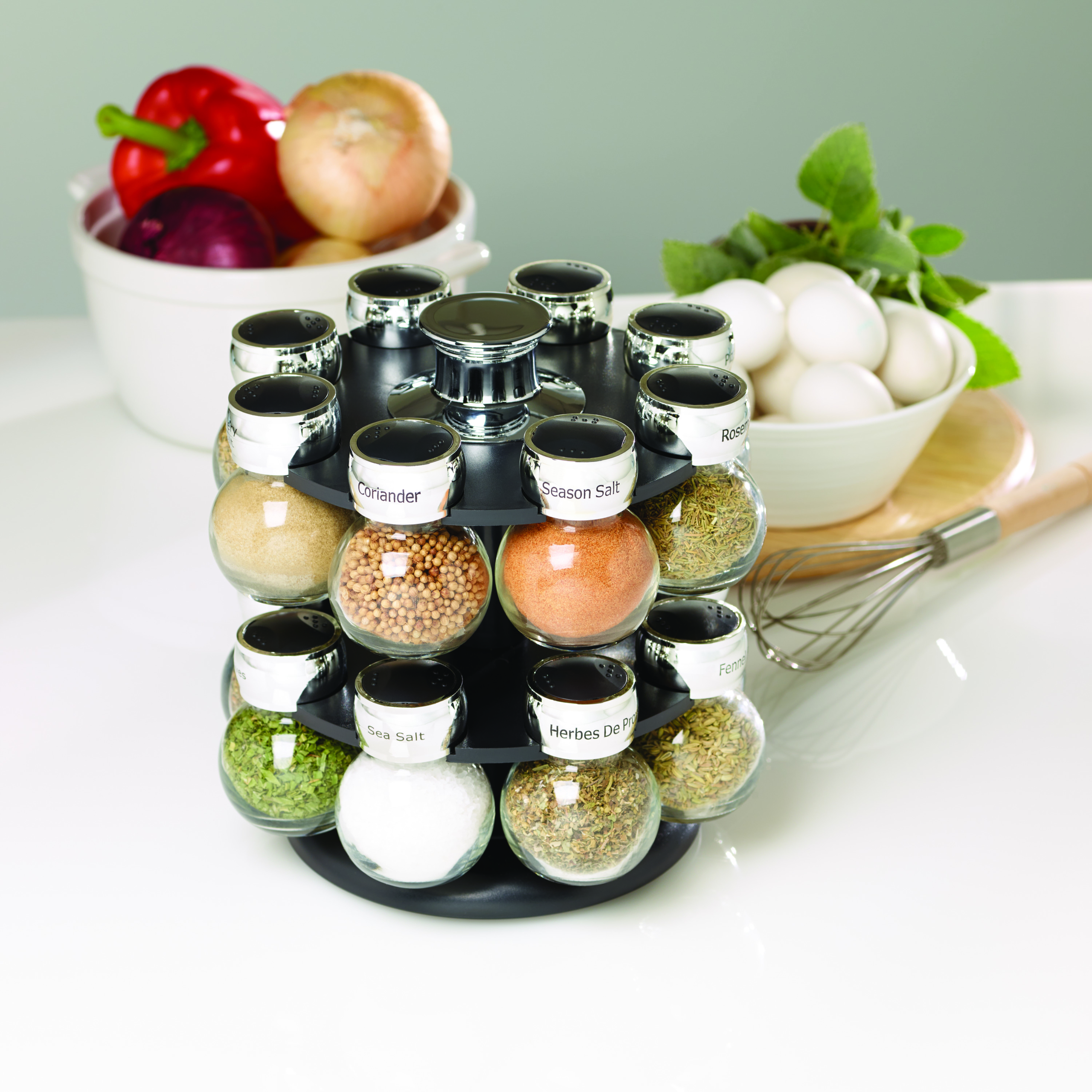 Stainless Steel Carousel Spice Jar And Rack Set