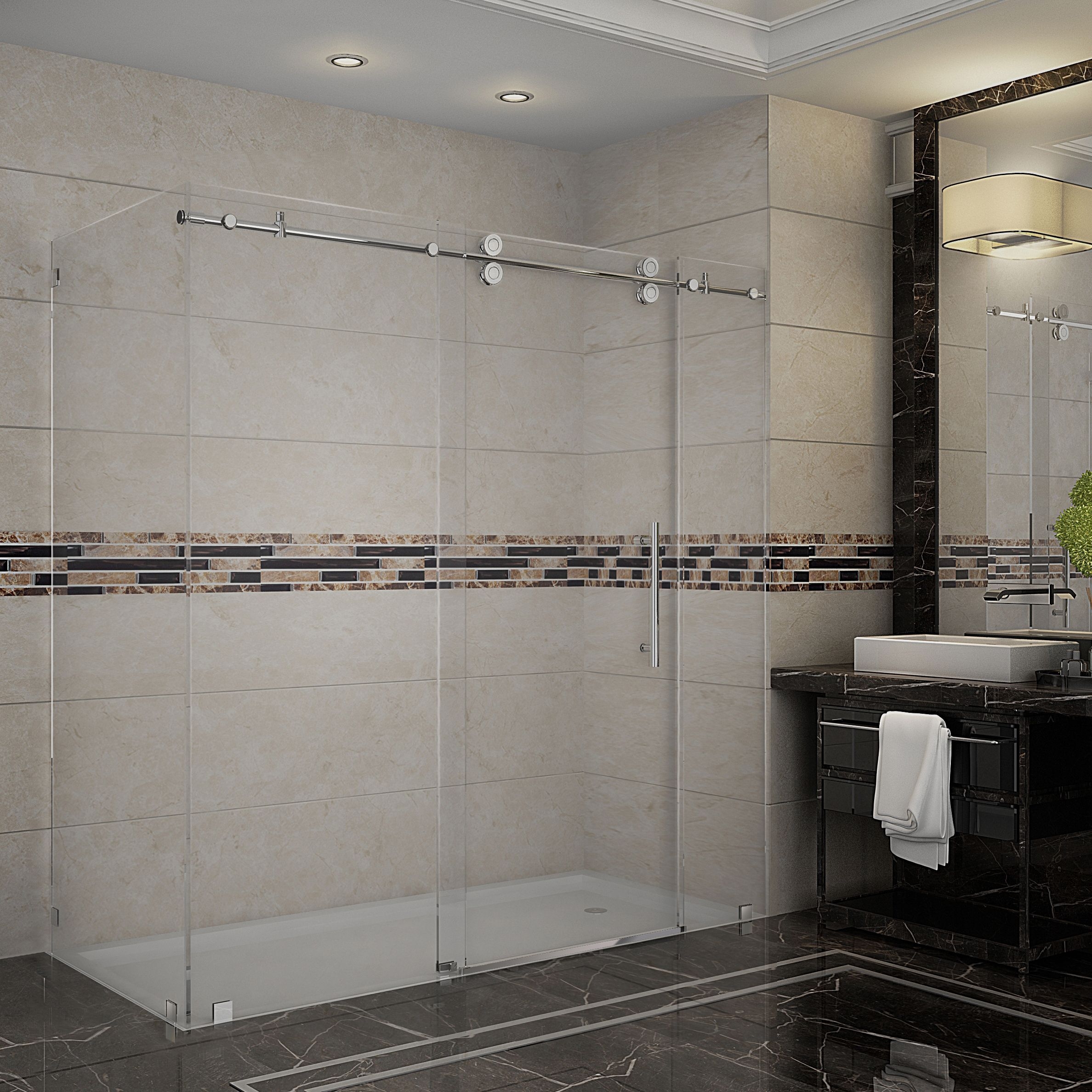 Stainless Steel Rectangle Sliding Shower Enclosure