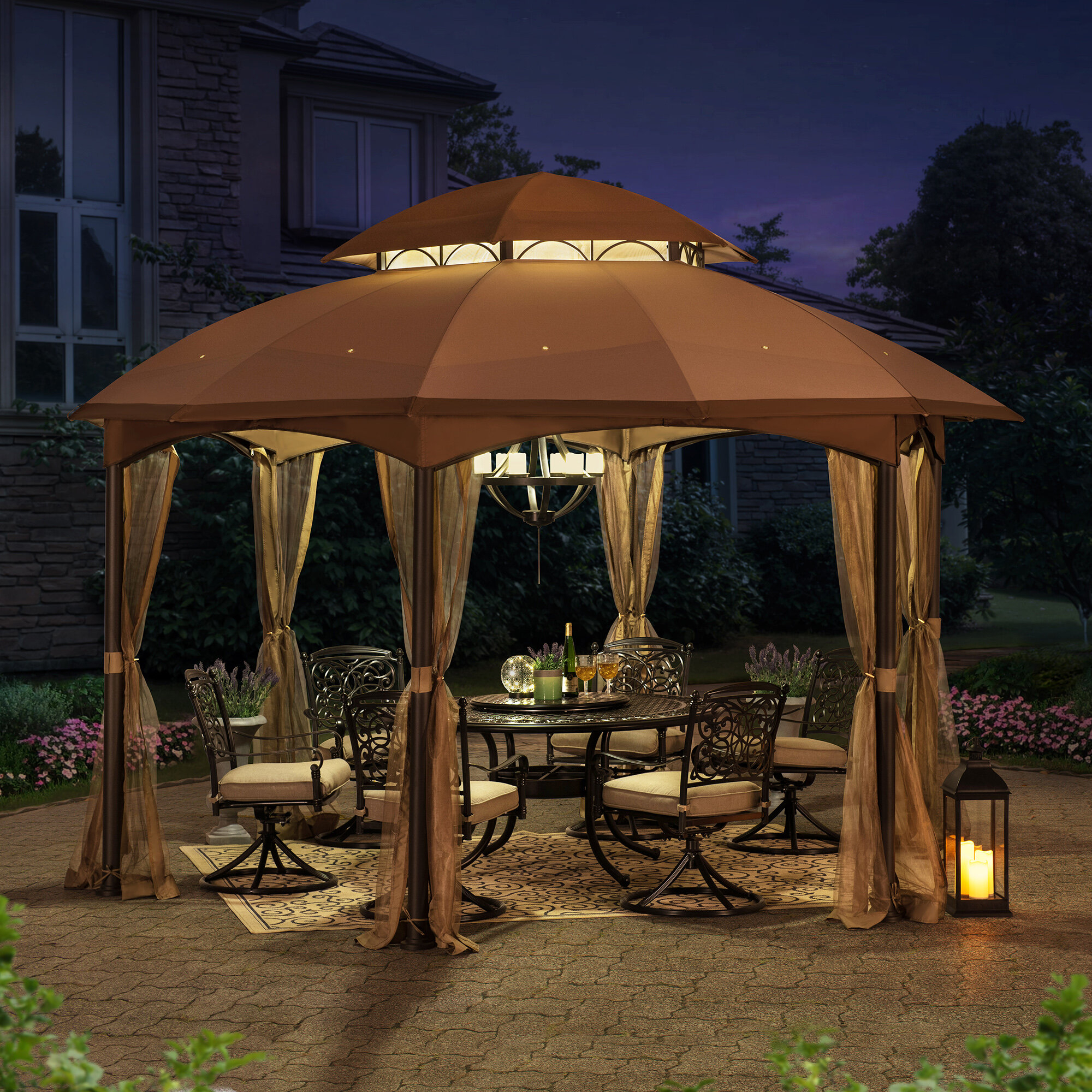 Steel Polyester Dome Patio Gazebo
