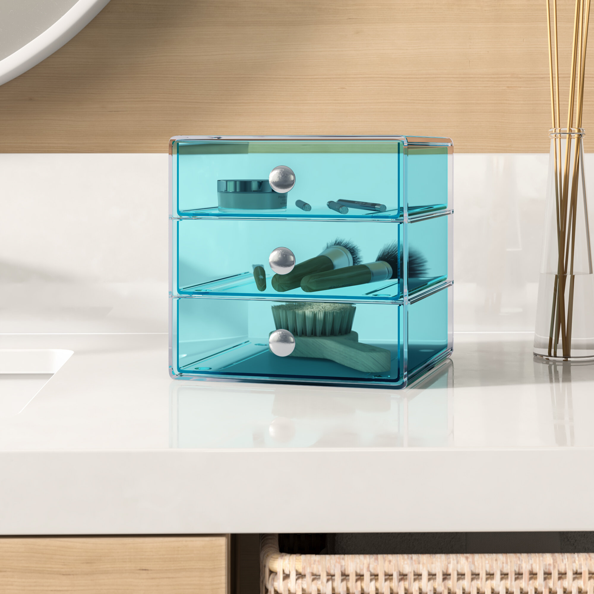 Storage Supplies Desk Organizer in Aqua Blue