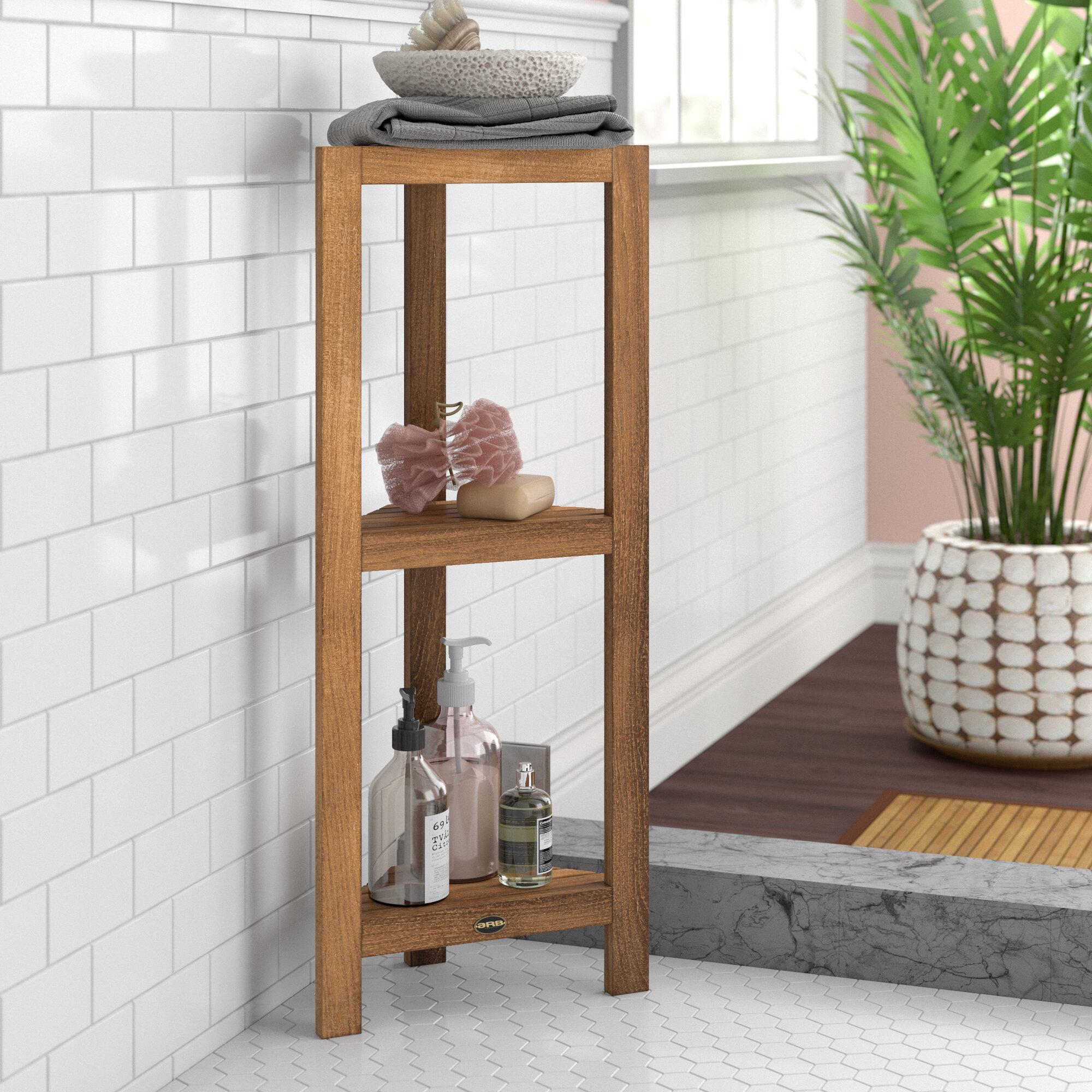 Teak Wood Freestanding Shower Caddy