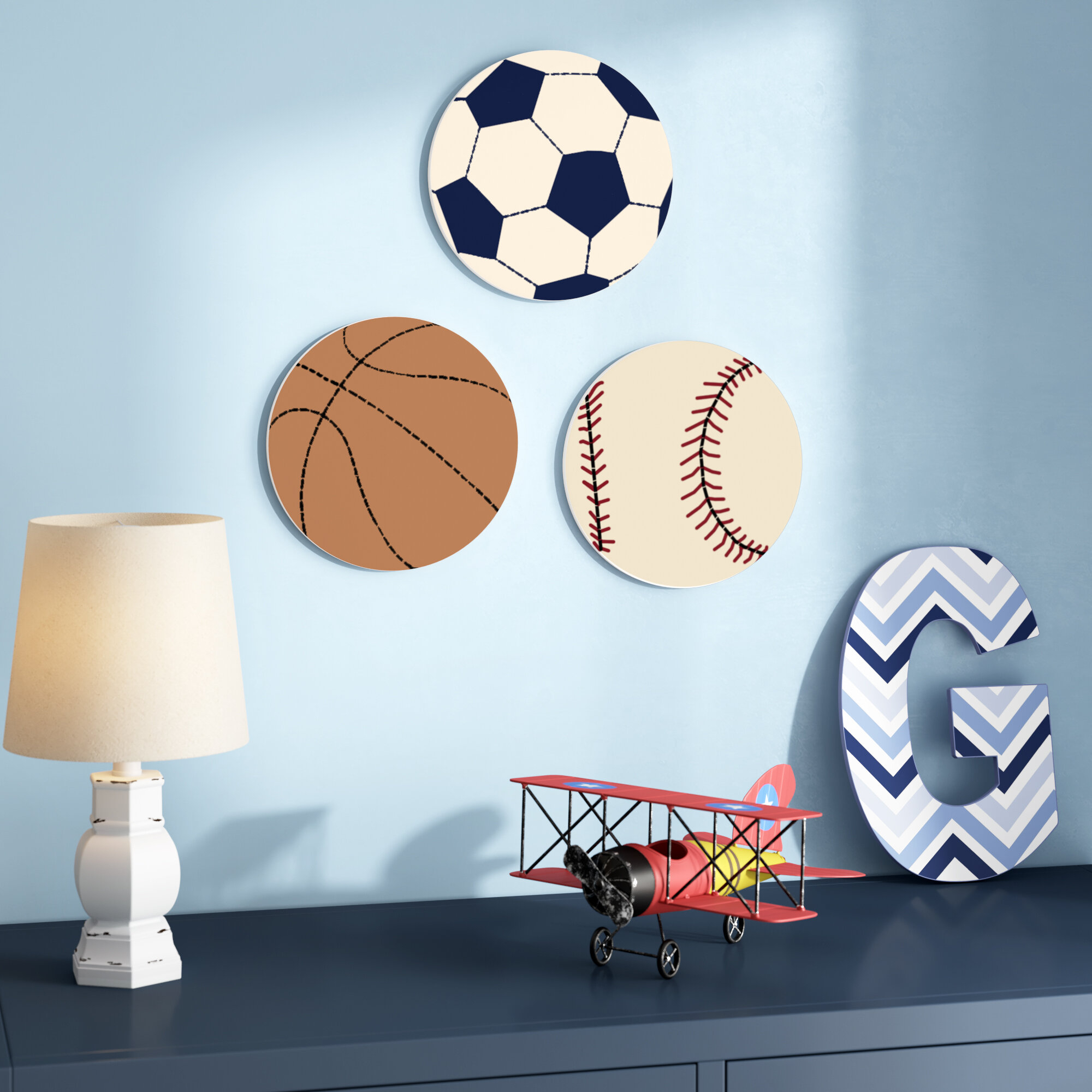 Three Balls Wood Hanging Art