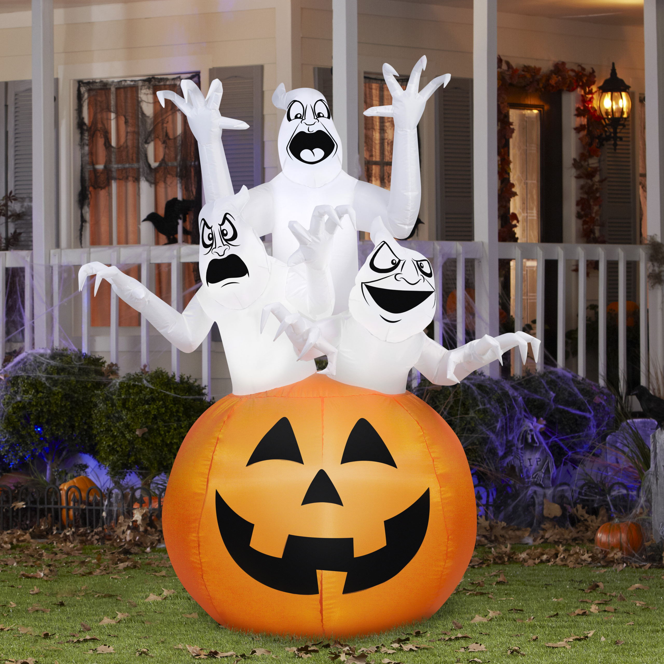 Three Ghosts in Pumpkin Halloween Inflatable