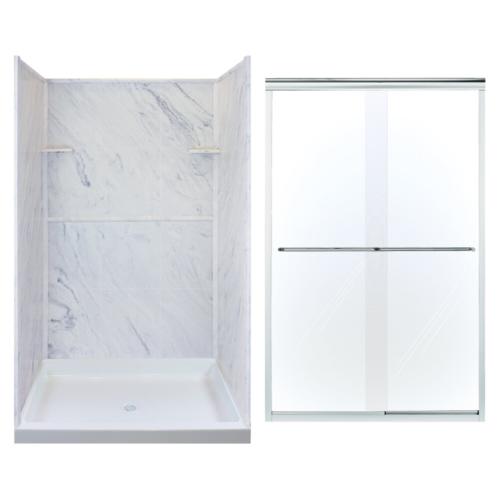 Three Panel Shower Wall With Door