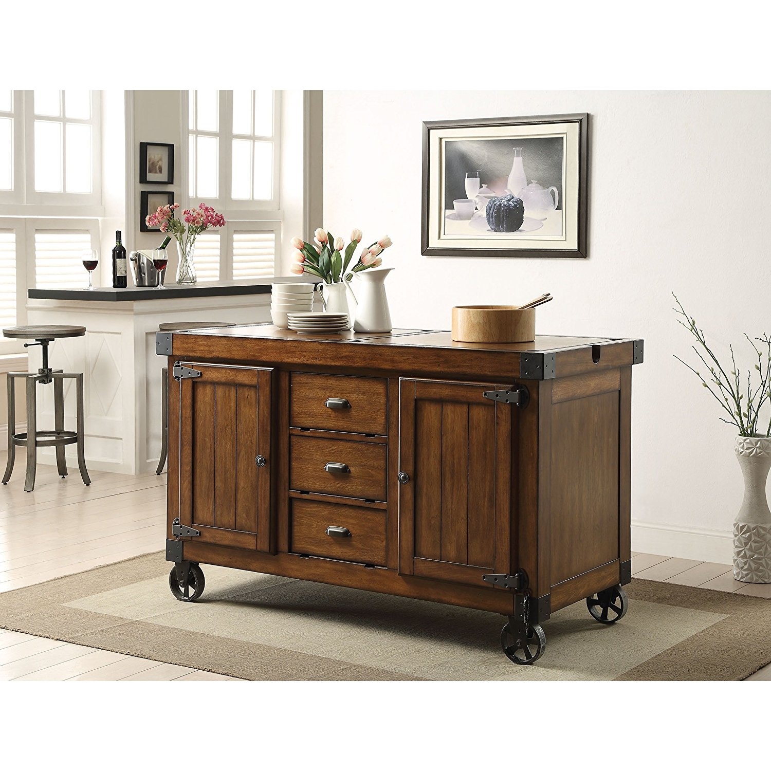Traditional Large Wooden Kitchen Cart