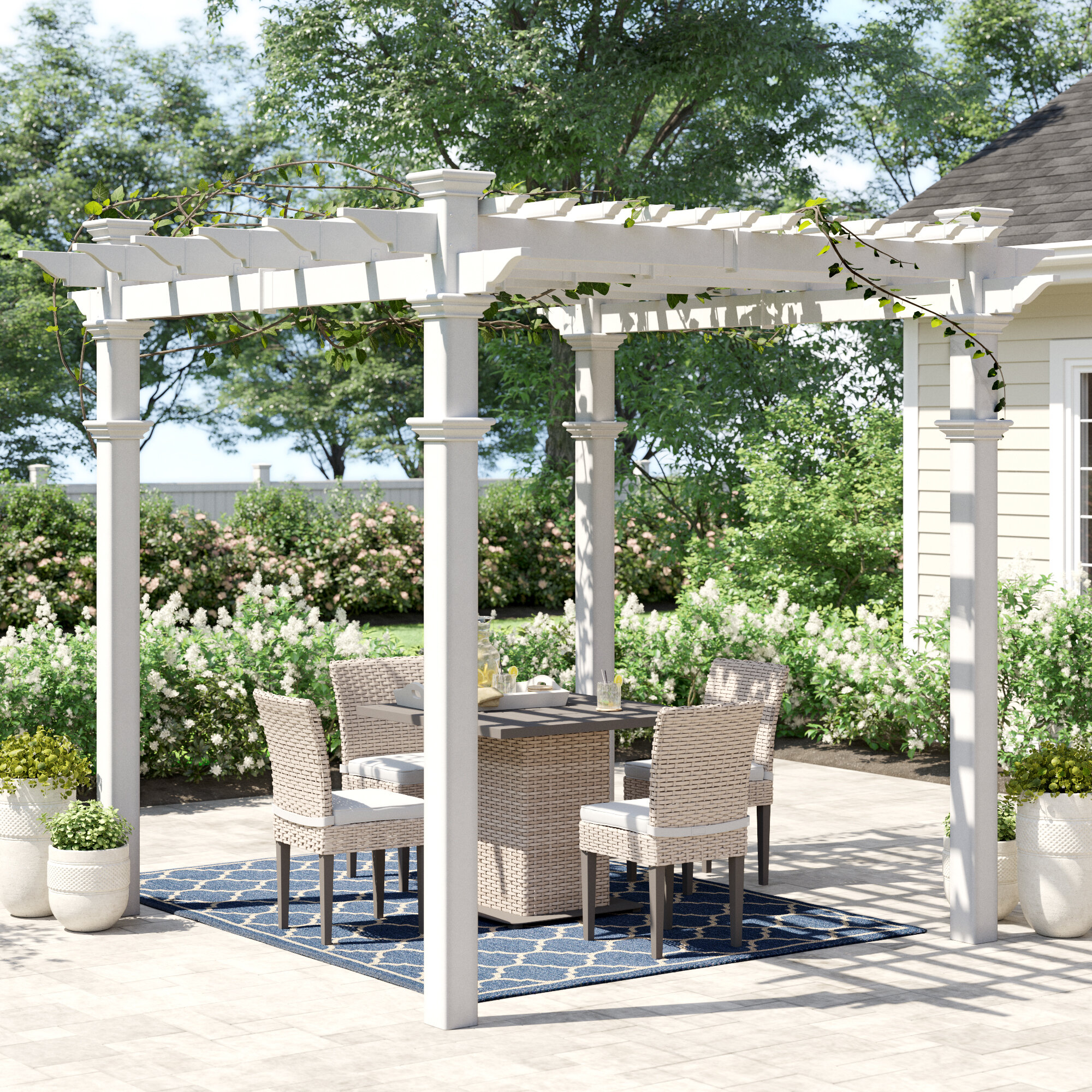 Traditional Vinyl Pergola in White