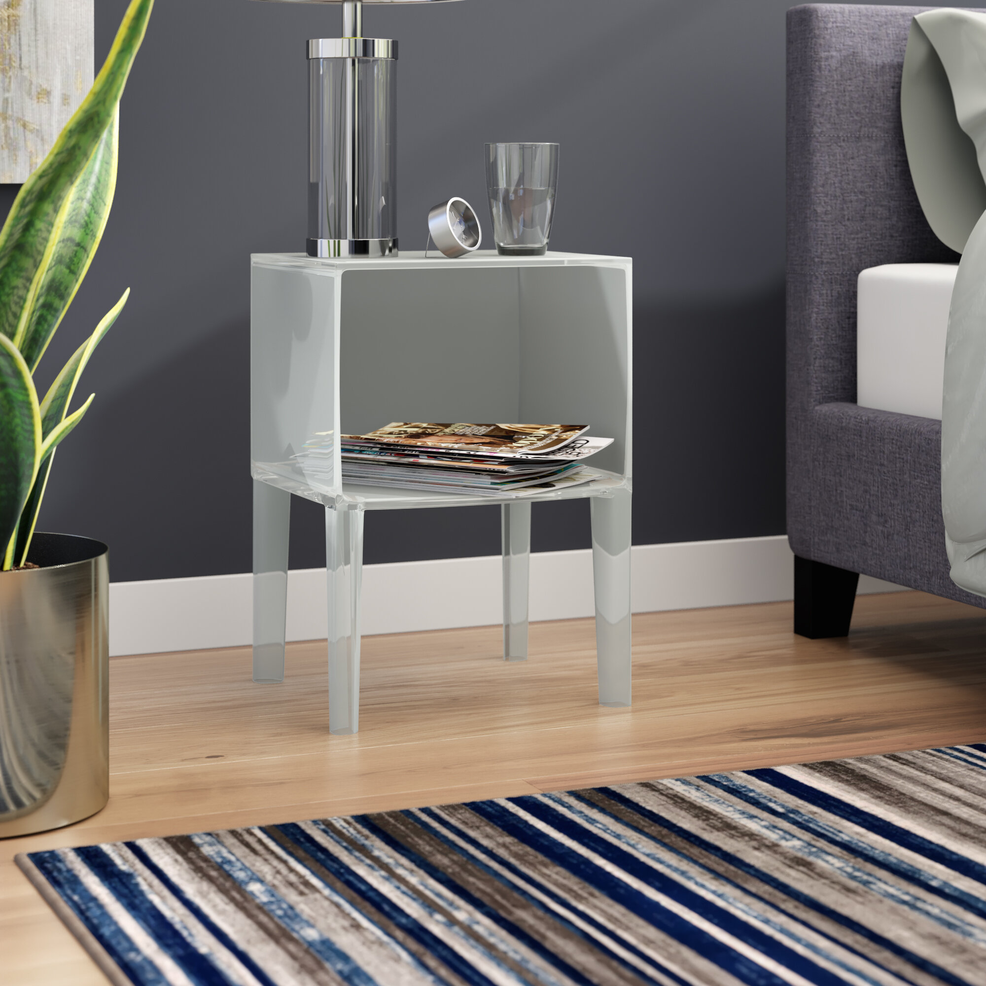 Transparent Crystal Plastic Square Nightstand