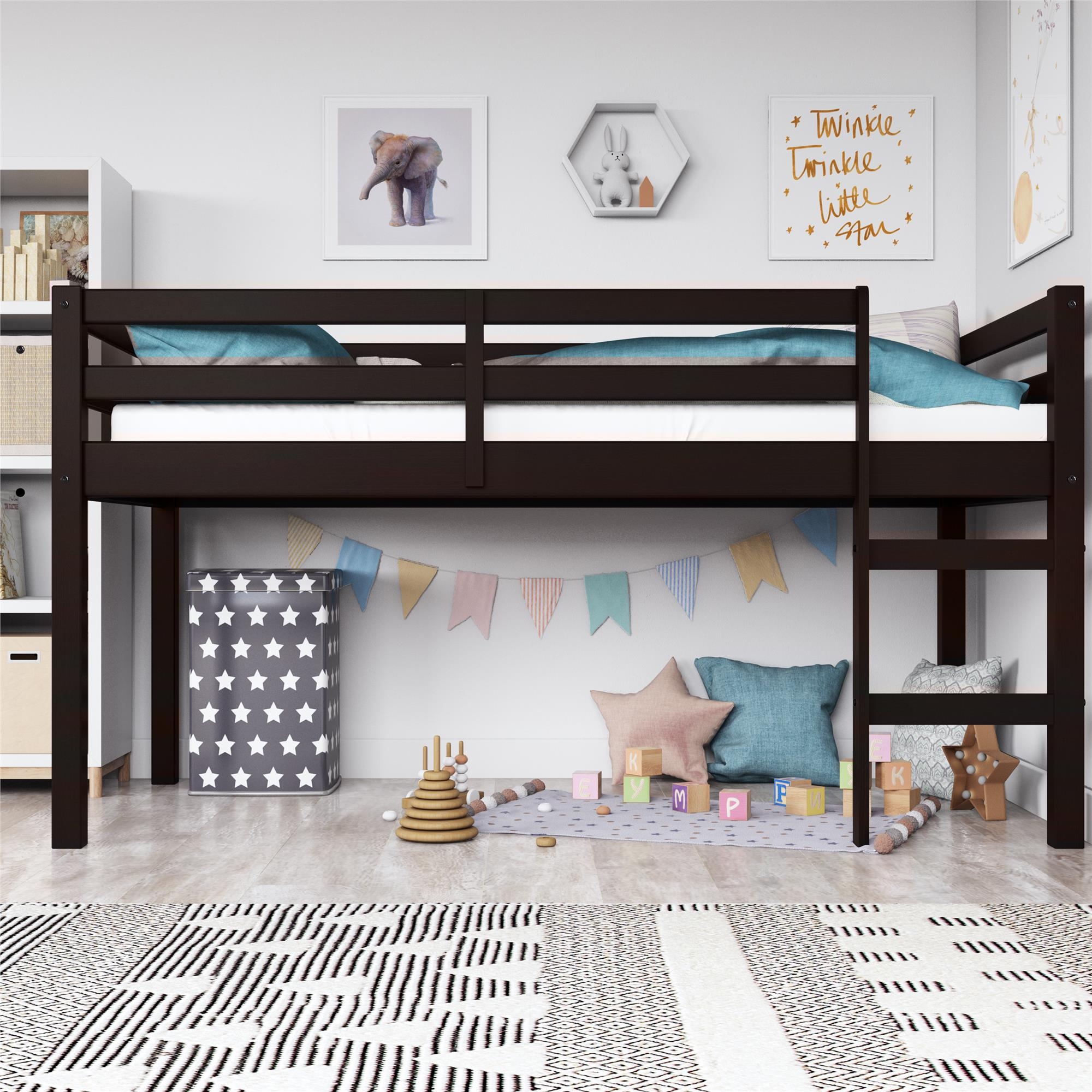 Twin Loft Bed in Brown 