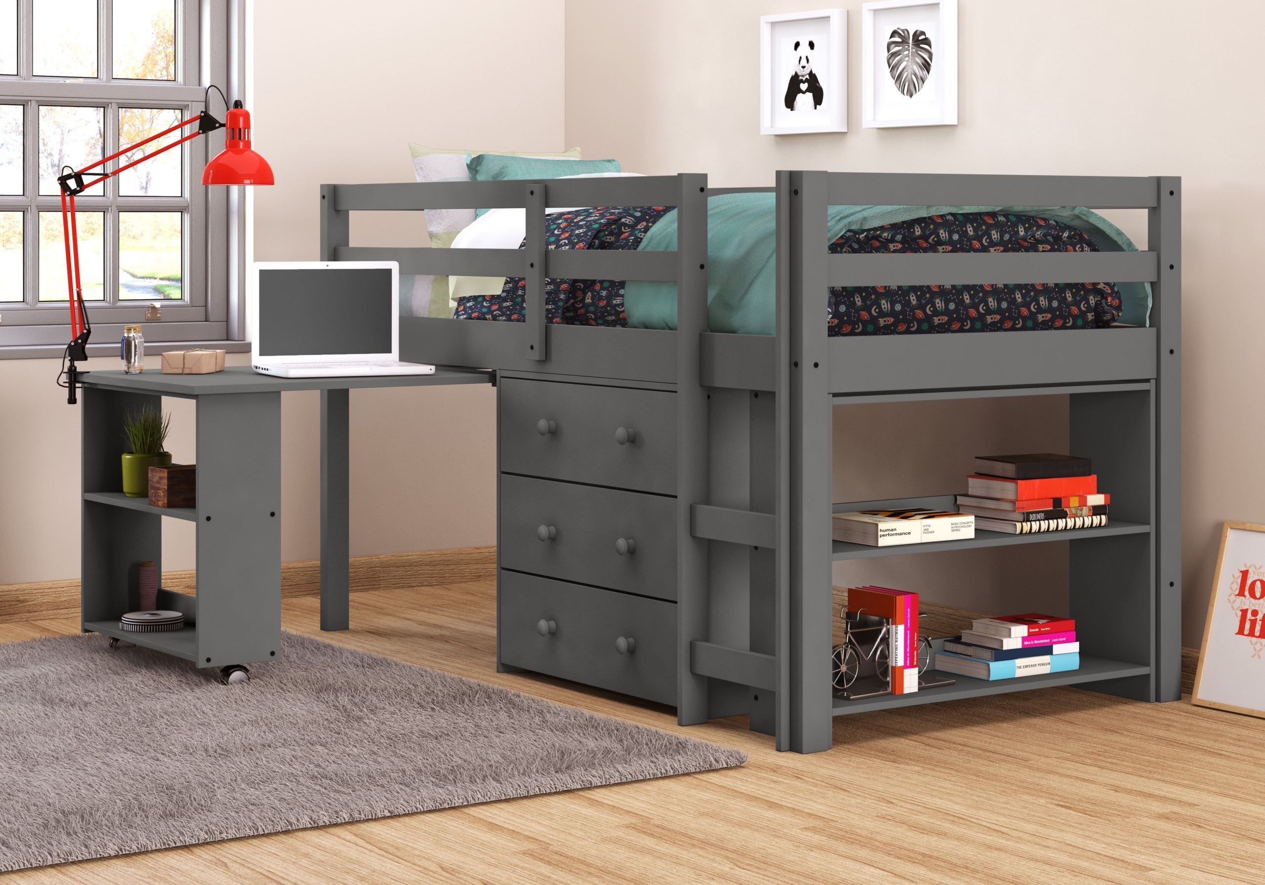 Twin Low Loft Bed in Grey