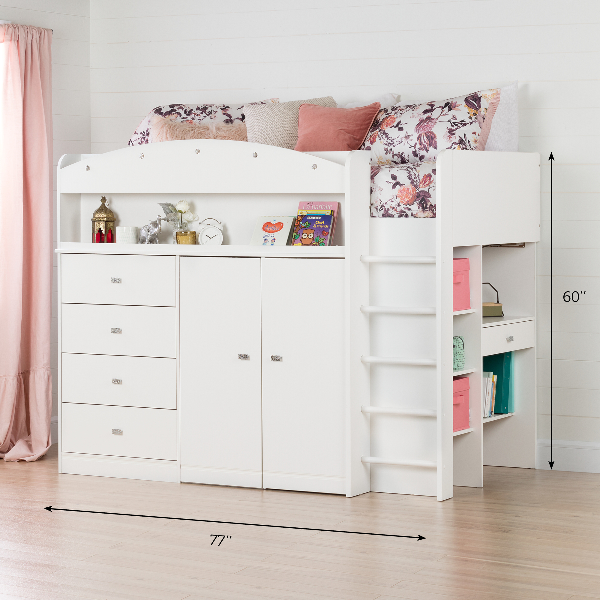 Twin Low Loft Bed with Wardrobe