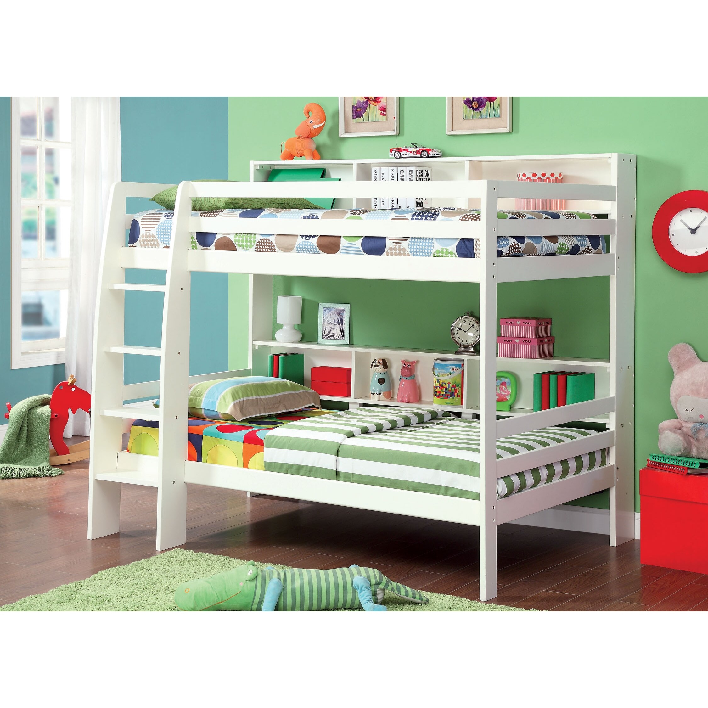 Twin Over Twin Bunk Bed With Bookcase
