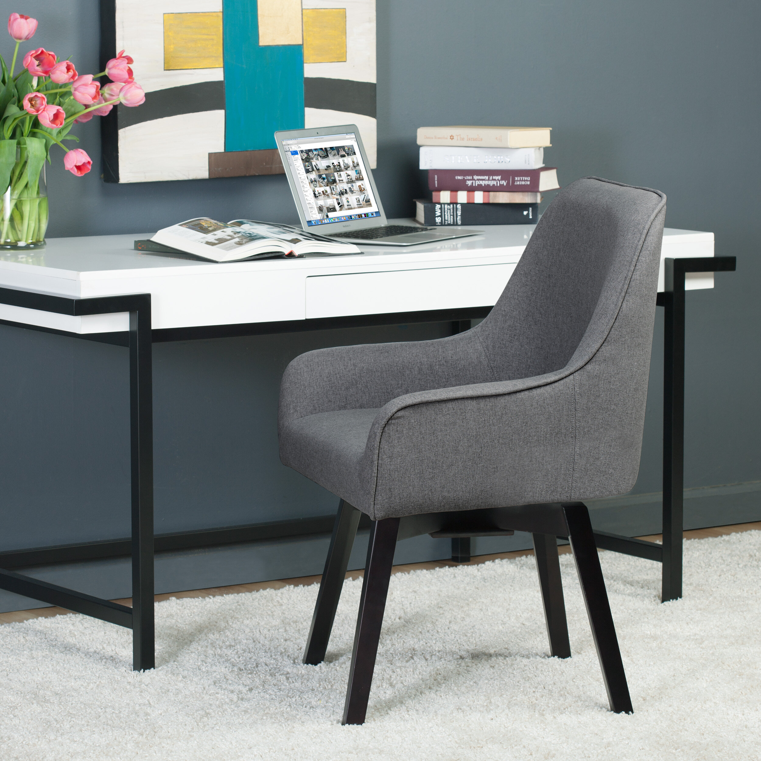 A Desk Chair Without Wheels, Fabric Desk Chair Without Wheels