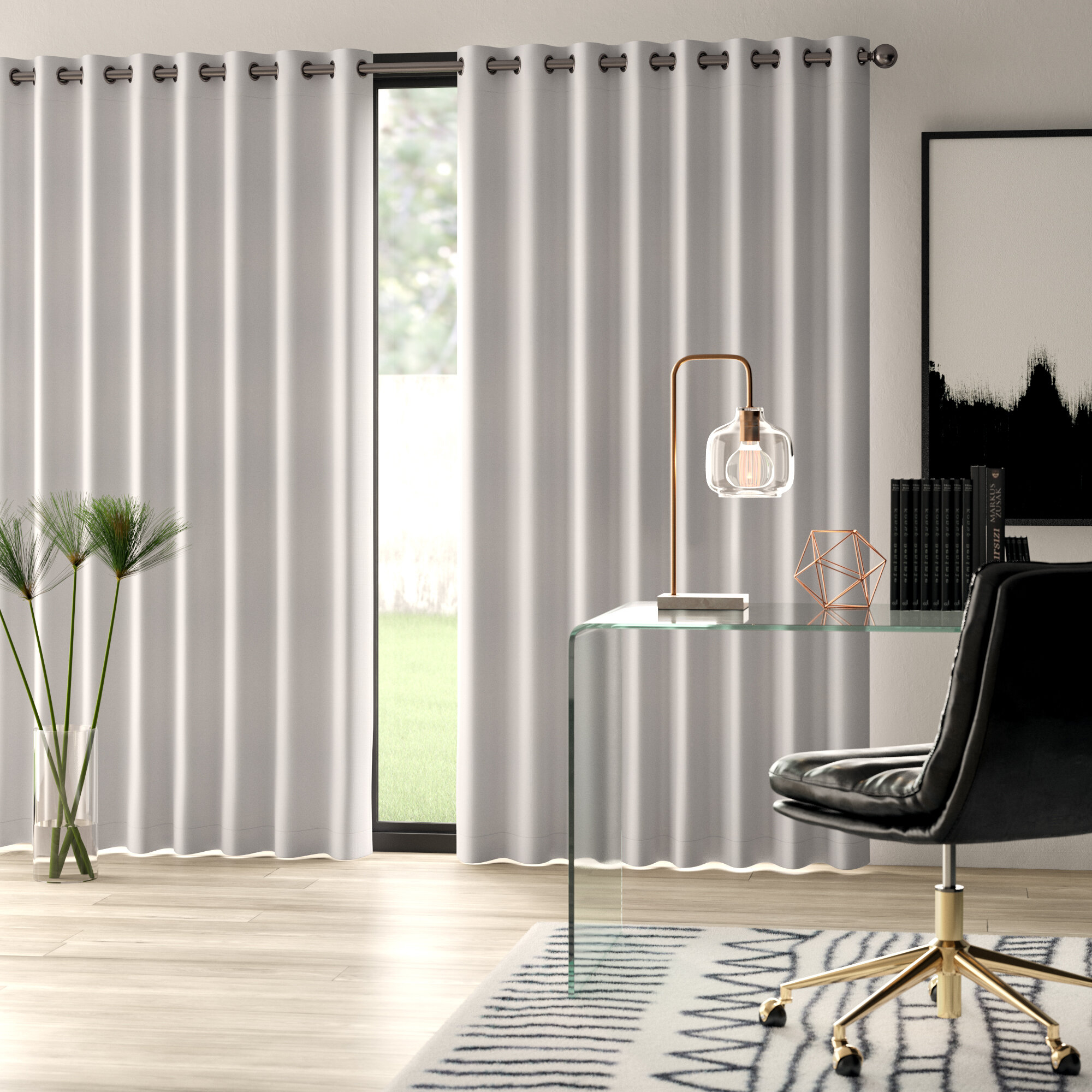 Vanilla Sateen Room Darkening Single Curtain Panel