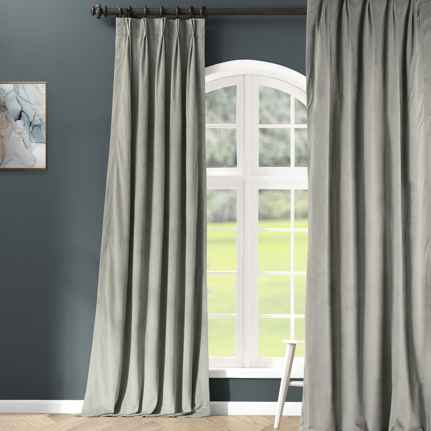 Velvet Blackout Thermal Pinch Pleat Single Curtain Panel