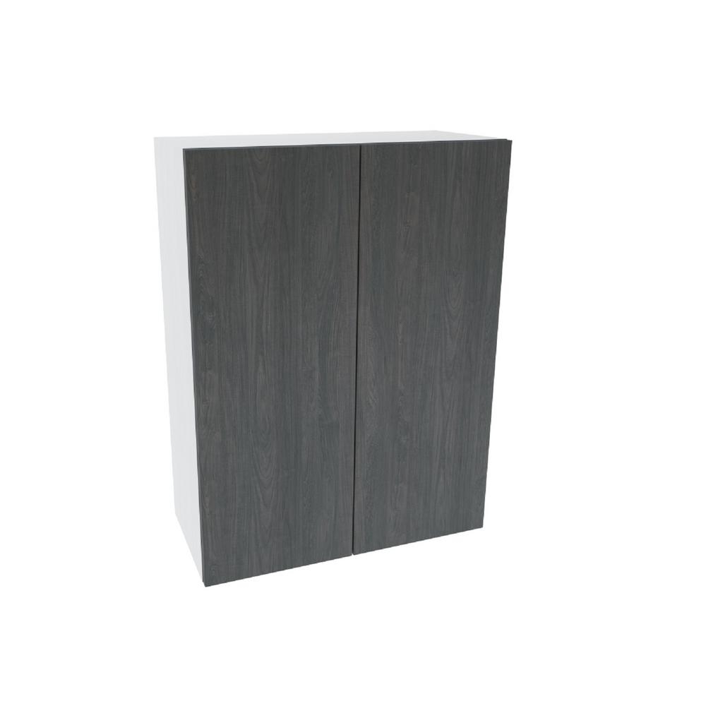 Vertical Grey Wood Wall Cabinetry