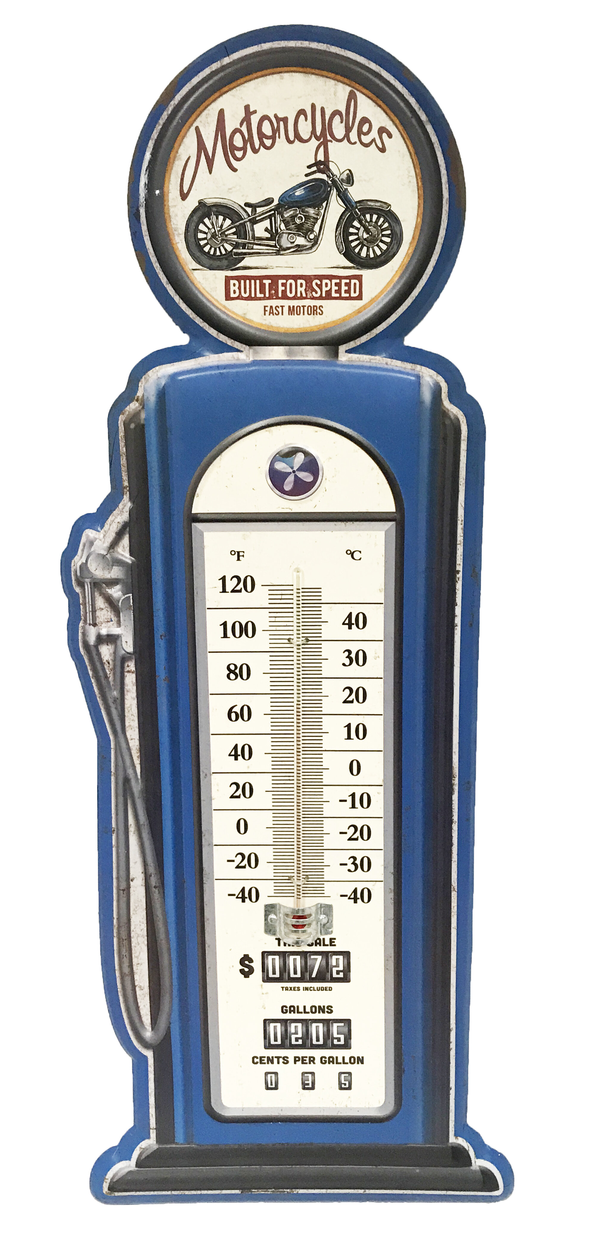 Vertical Retro Blue Metal Basic Thermometer