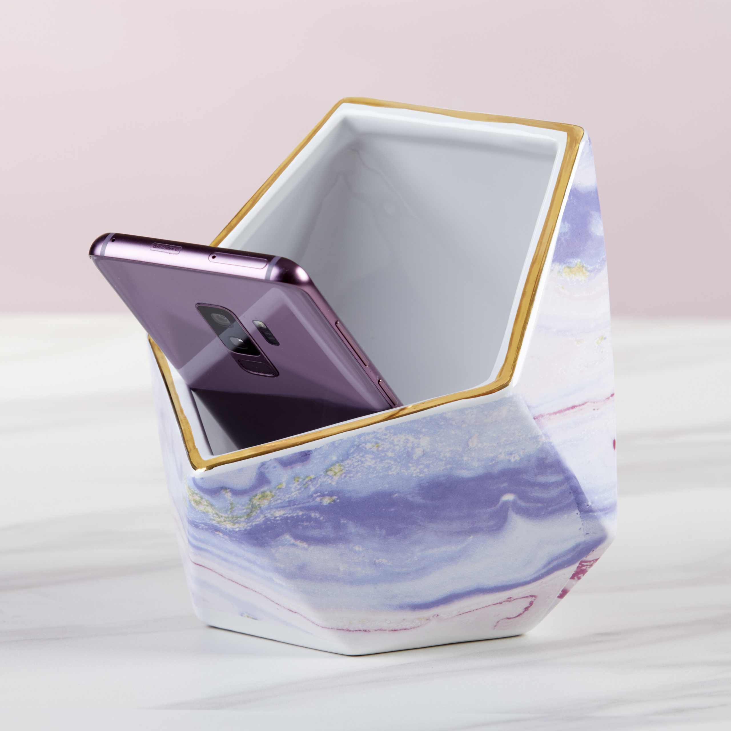 Violet Ceramic Phone Holder Decorative Bowl