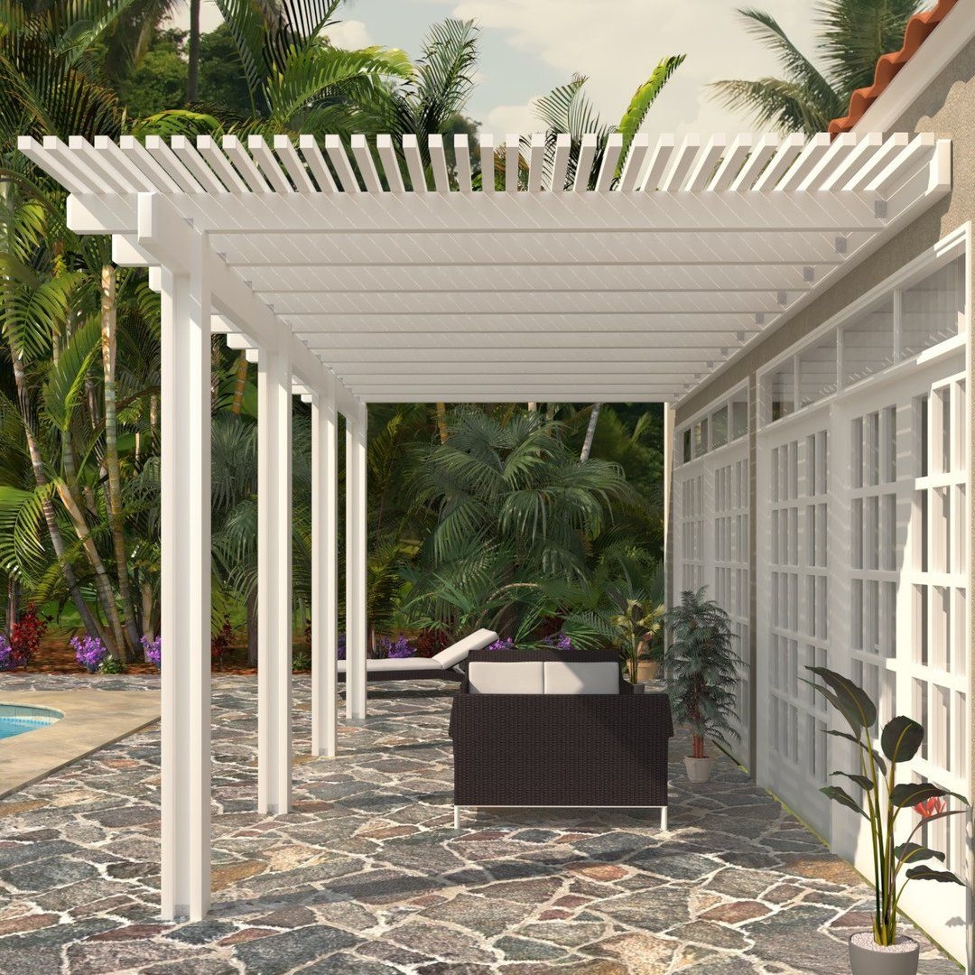 Wall Mounted Aluminum Pergola in White