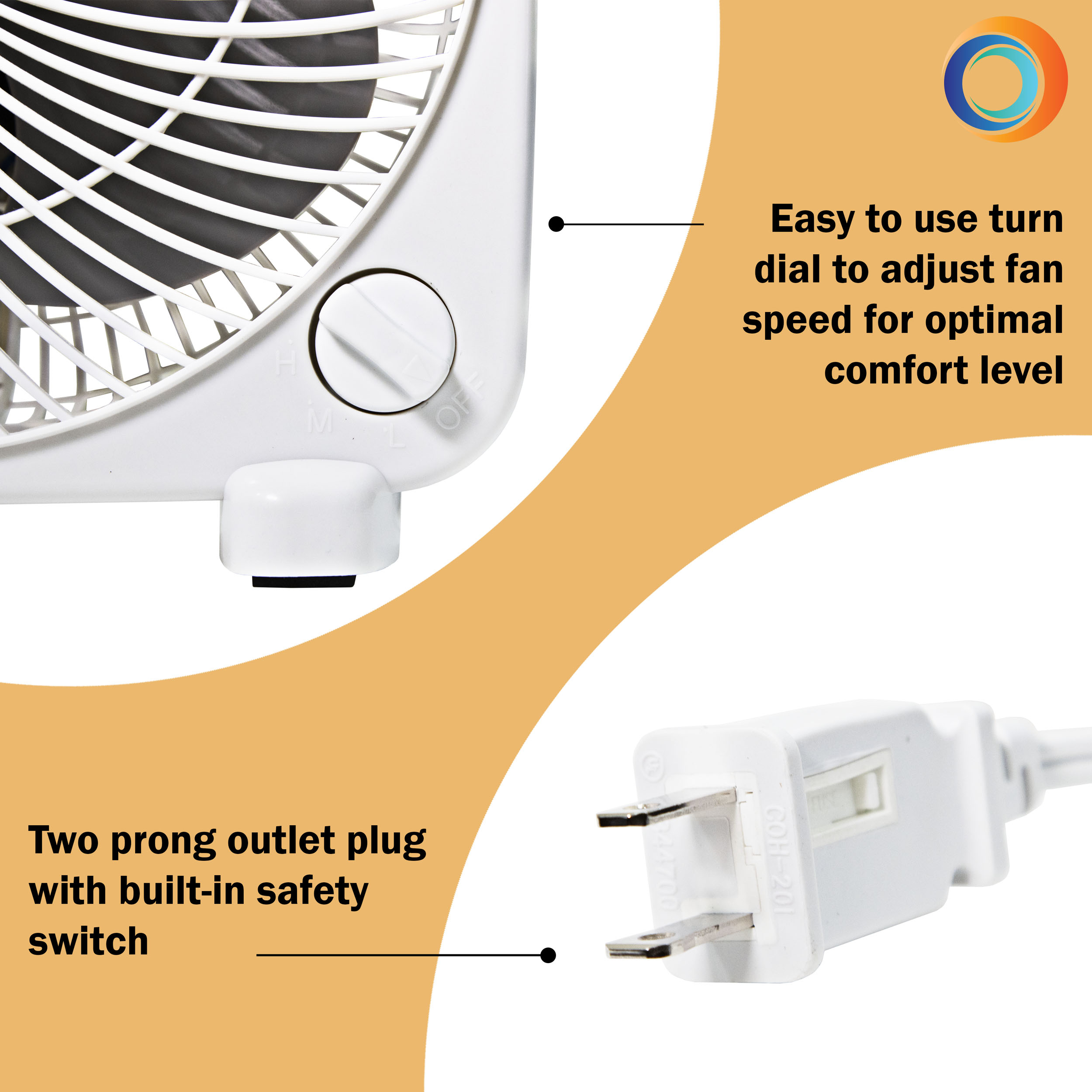 Wall Plug-in Box Fan in White