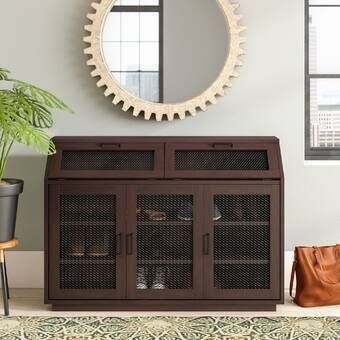 Walnut Manufactured Wood Shoe Storage Cabinet