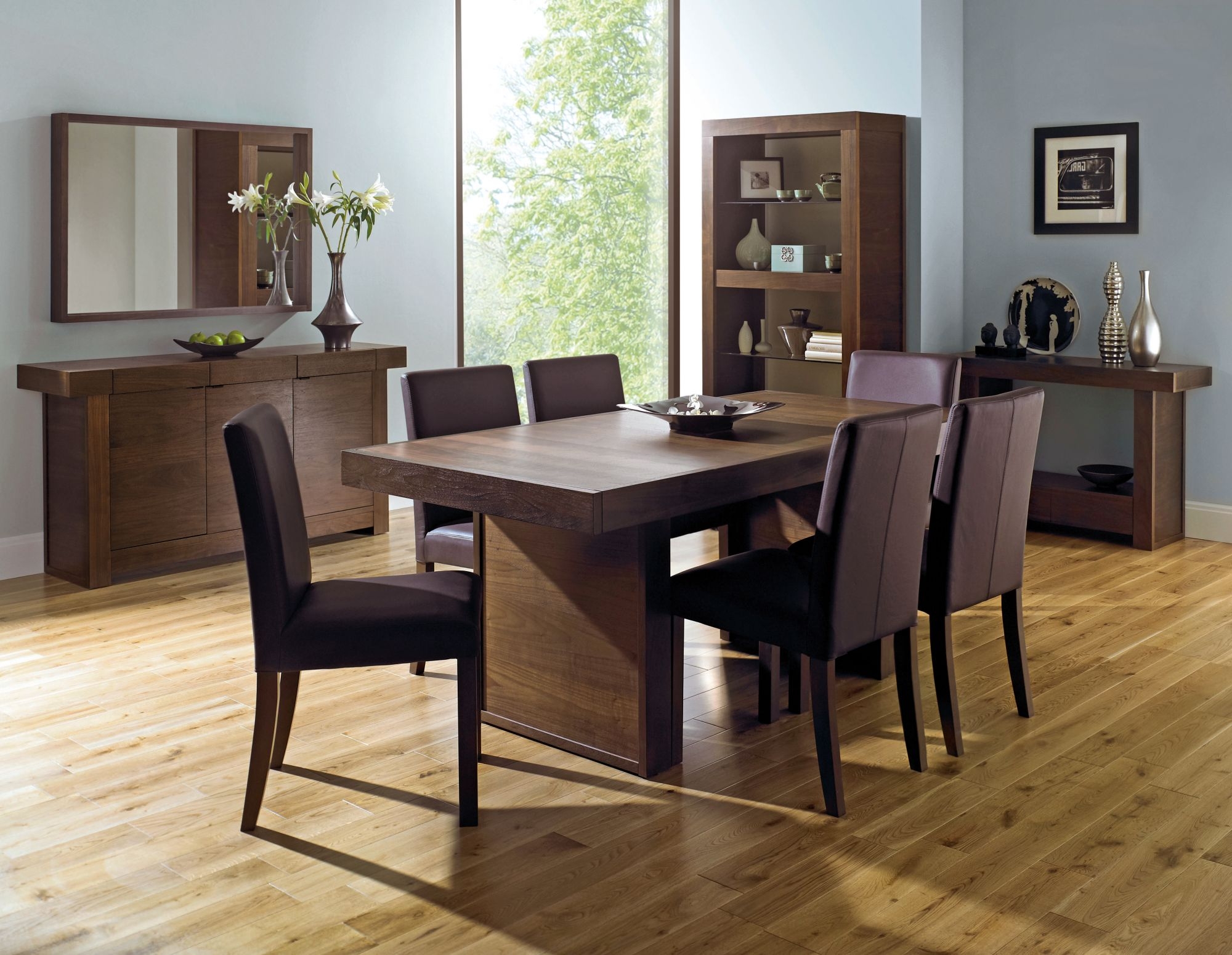 Walnut Rectangular Table Dining Set