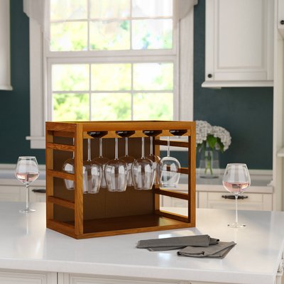 Wooden Floating Wine Glass Rack - Transitional - Kitchen