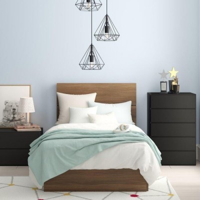 Walnut Wood Metal Bedroom Set