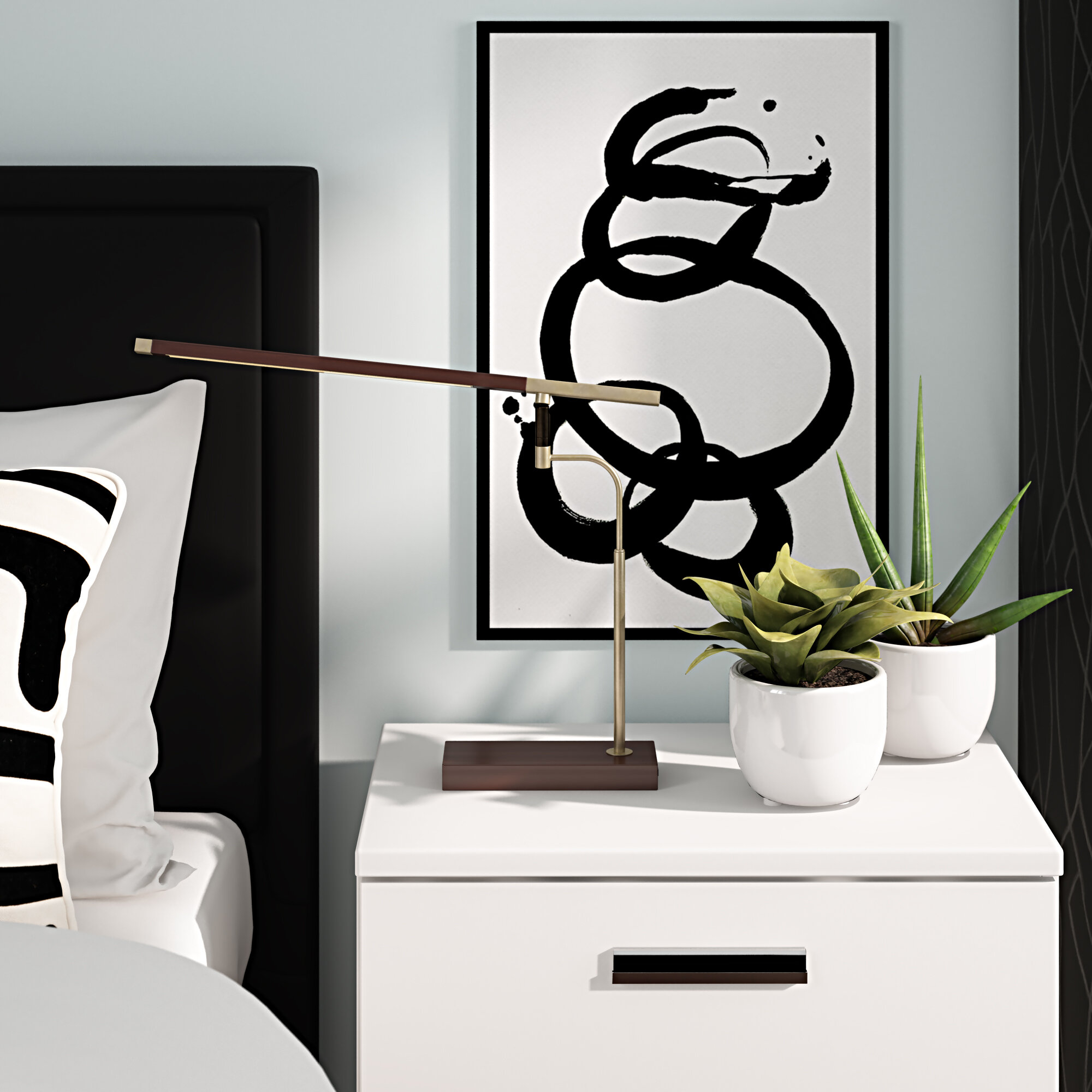 Walnut Wood Metal Piano Lamp