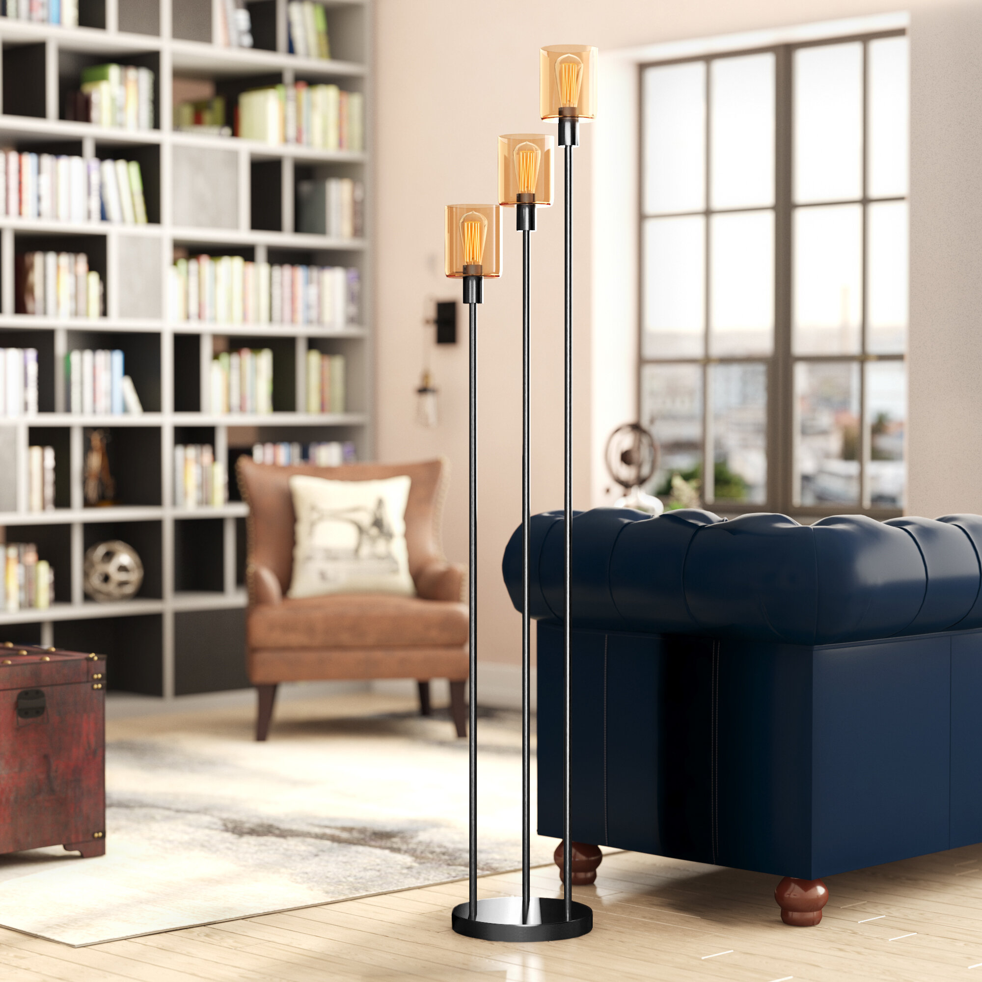 Warm Bronze Metal Torchiere Floor Lamp