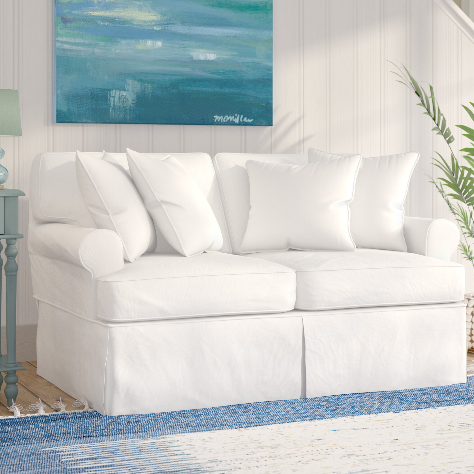 Warm White Cotton Sofa Slipcover